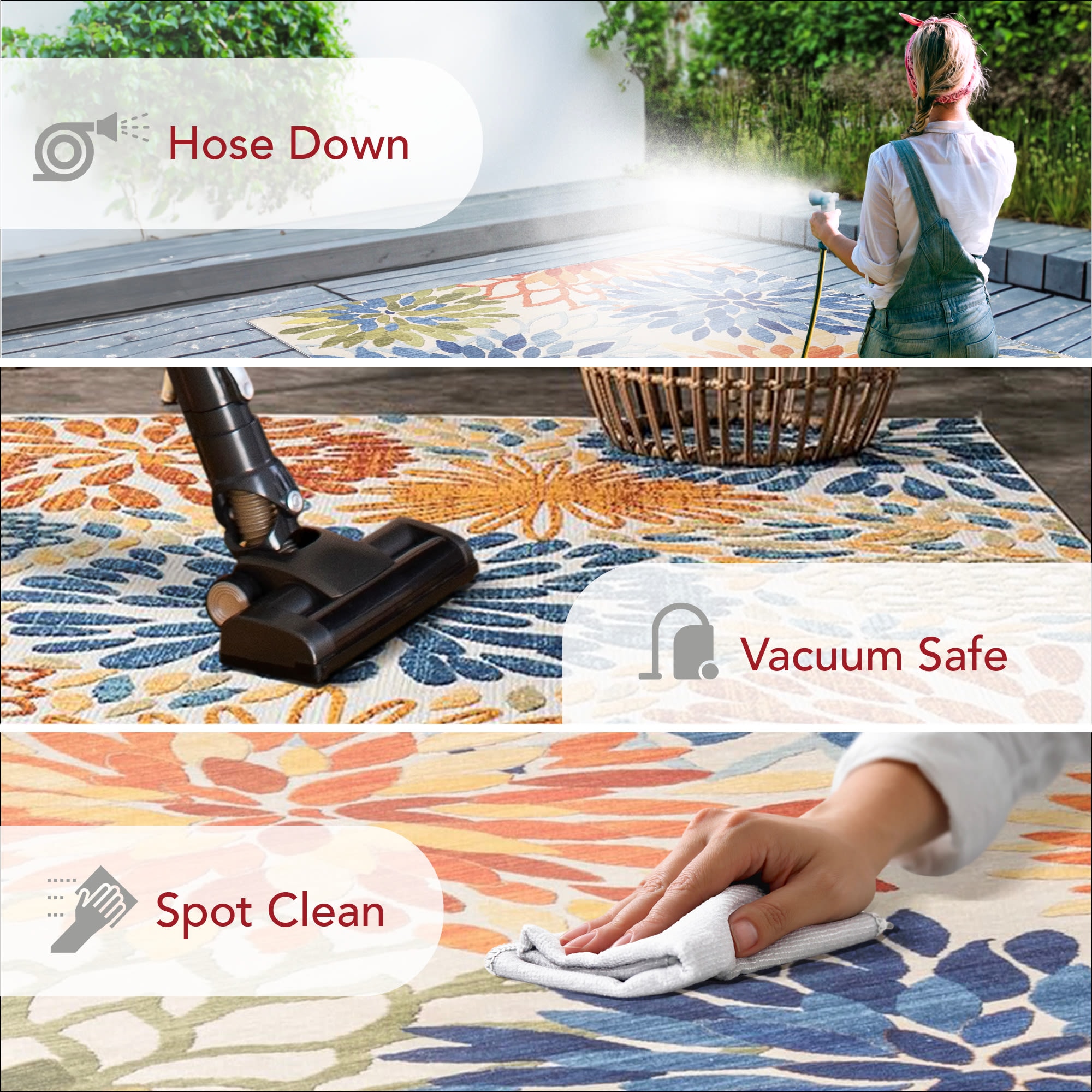 Rosana Multicolor Floral Washable Synthetic Area Rug 3' x 5'