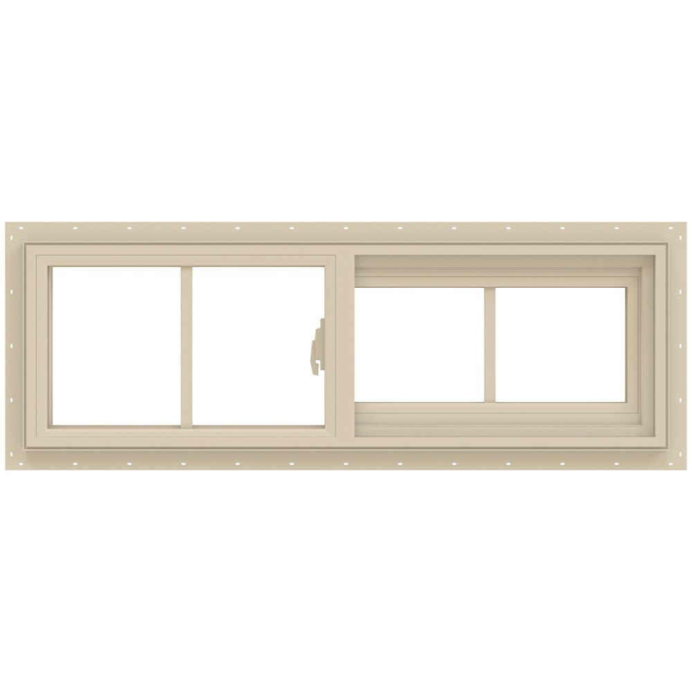 JELD-WEN LOWOLJW138500683 V-2500 35-1/2-in x 11-1/2-in Almond Exterior Almond Interior Right-Handed Vinyl Sliding Window Annealed Glass with Grids (Full Screen Included)