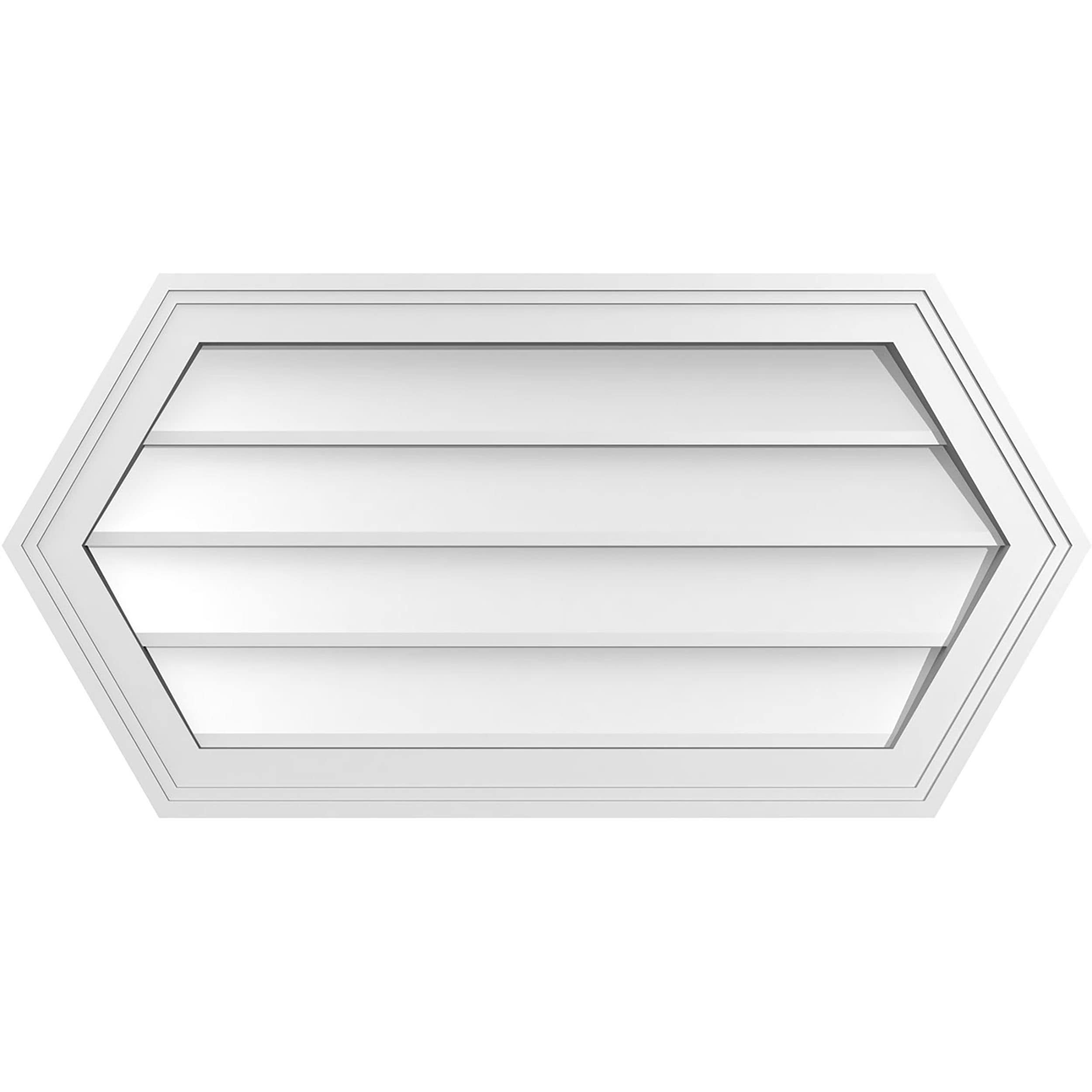Ekena Millwork GVPHP32X1602SN 32-Inches x 16-Inches Off-white Peaked PVC Gable Louver Vent