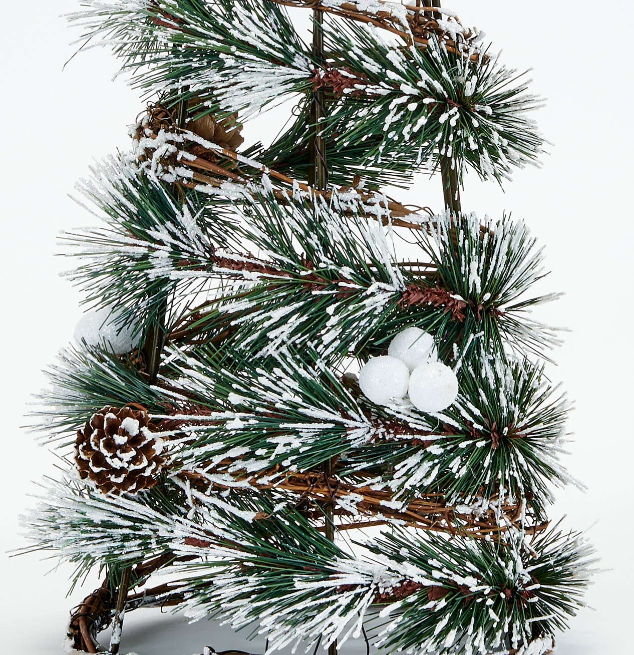 20-Inch Snowy Green and Brown Plastic Tabletop Christmas Tree