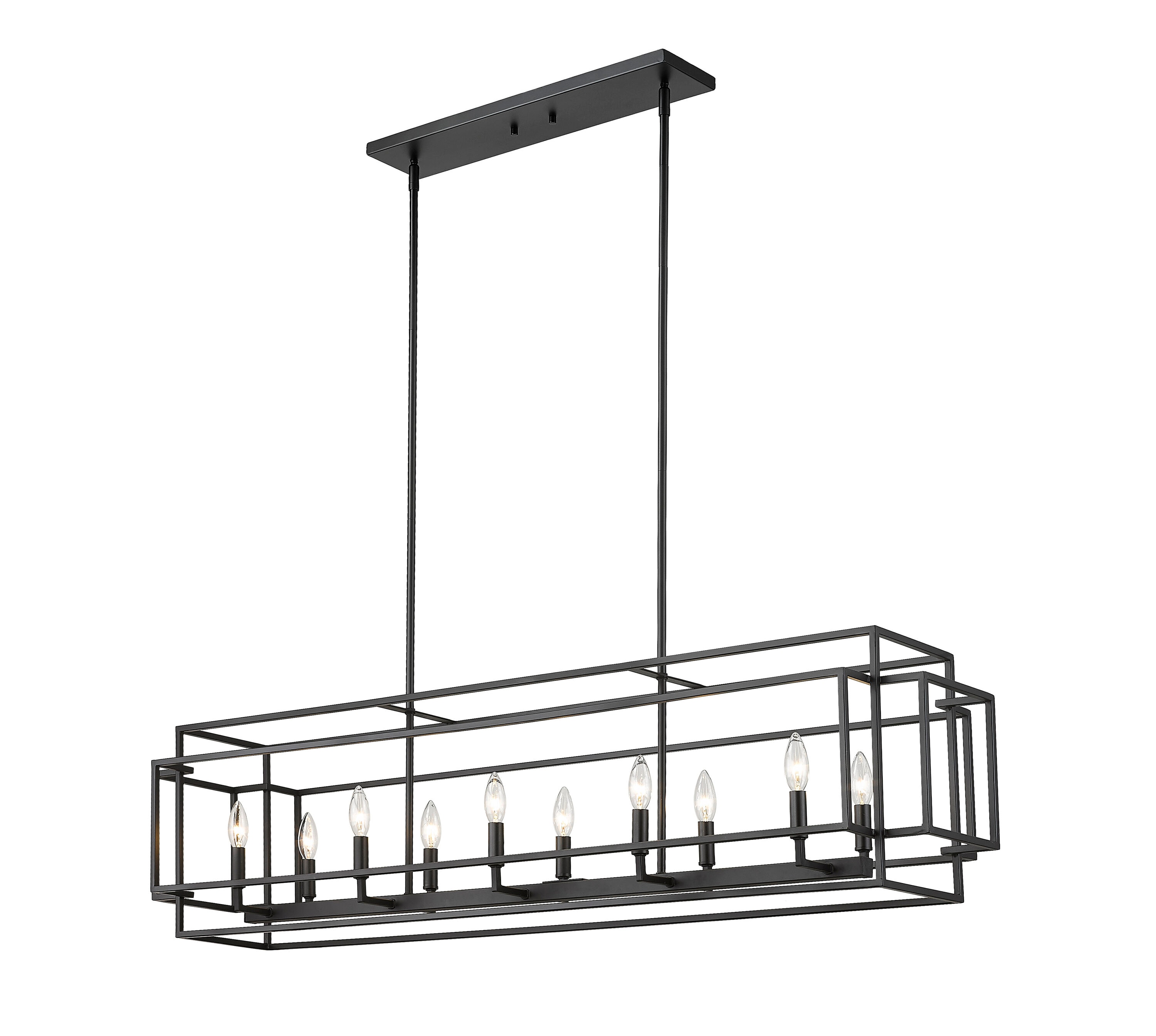 Matte Black 54" Steel 10-Light Island Pendant