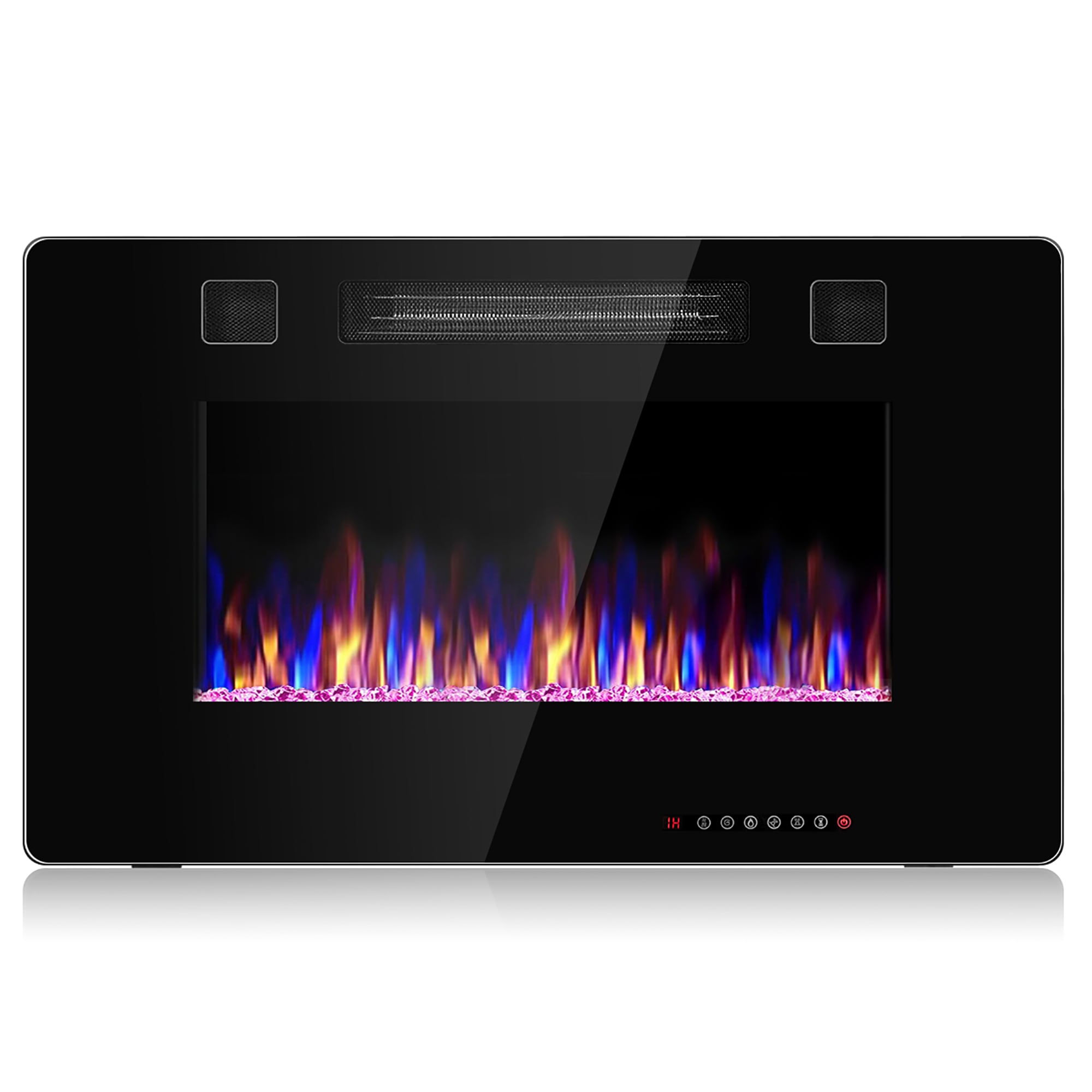 Costway SWL00042 15-Inches W Black Free standing Infrared quartz Flat wall Electric Fireplace with Remote Control Included