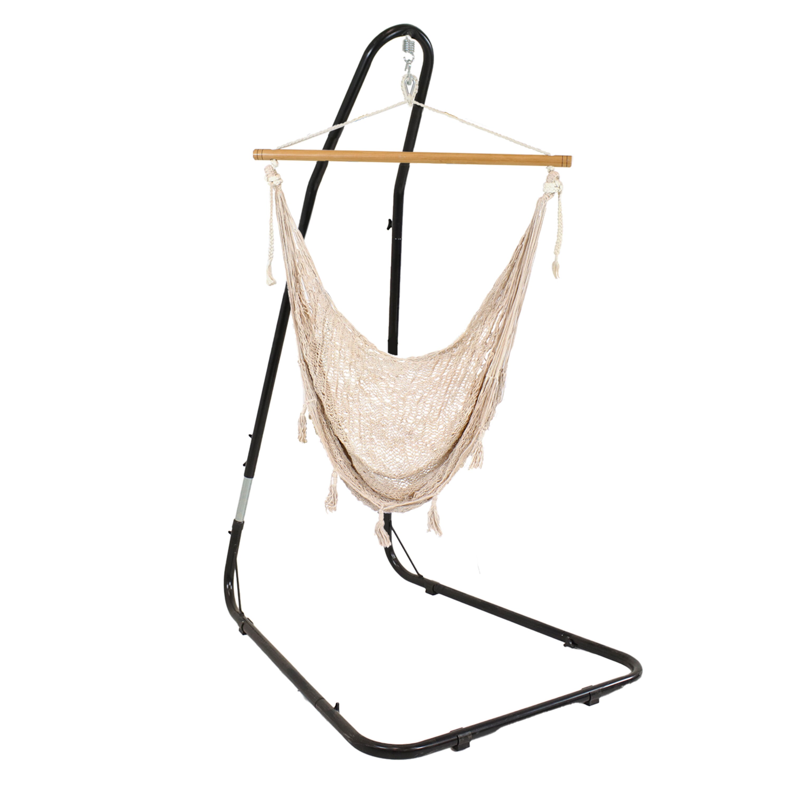 Sunnydaze Decor HM-CHAIRLNAT-COMBO Natural Woven Hammock chair with Stand