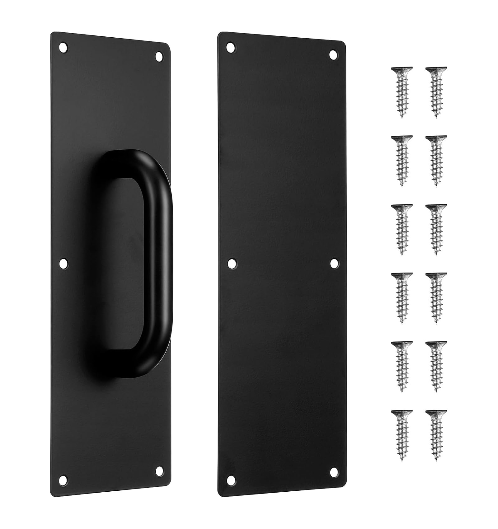 Etokfoks black 304 stainless steel commercial push and pull door handle plate set 12 inch by 4 inch plates with screws for access push pull #LETXL1V9C