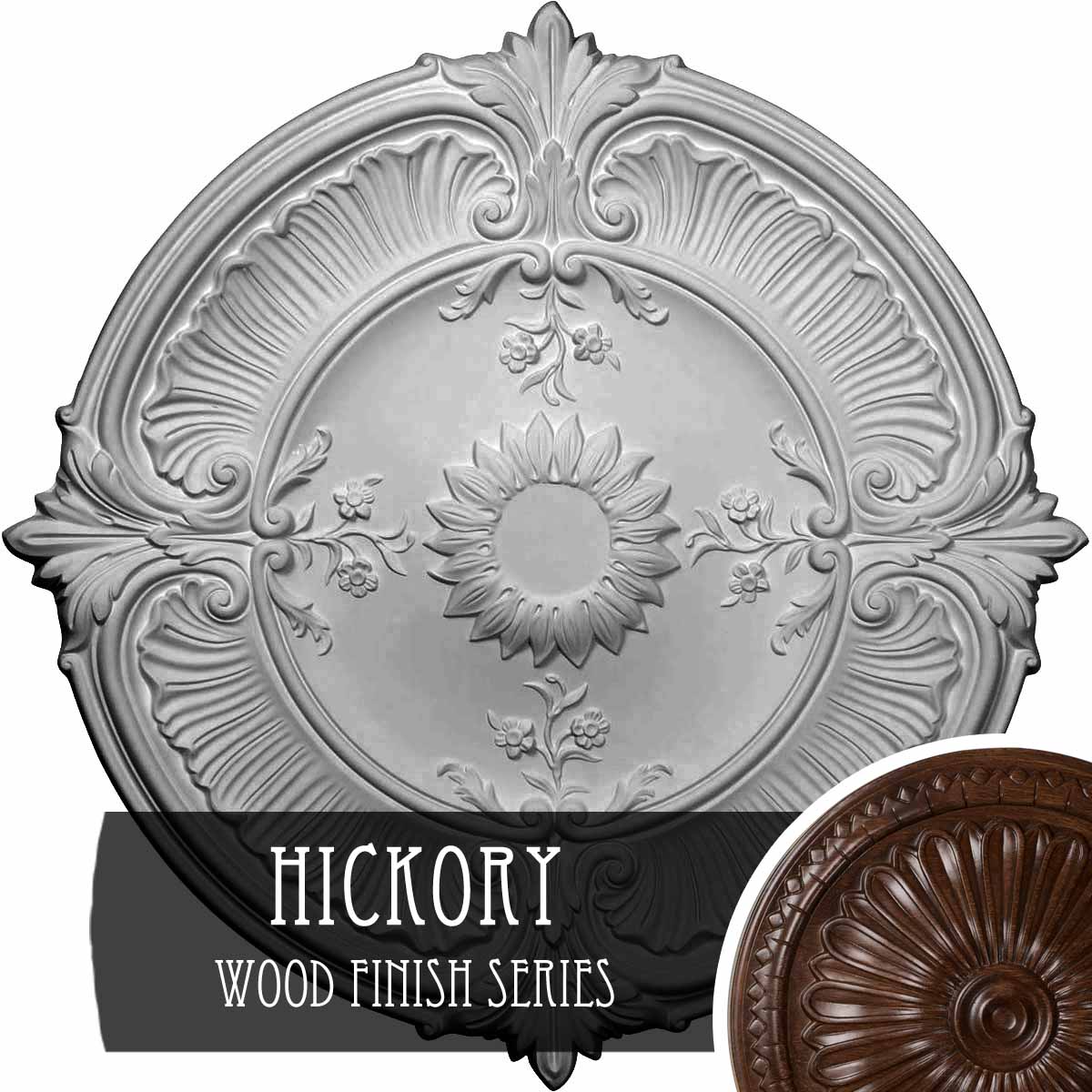 Ekena Millwork CM30ATHIS Attica Acanthus Leaf 30.125-in W x 30.125-in L Hickory Polyurethane Ceiling Medallion