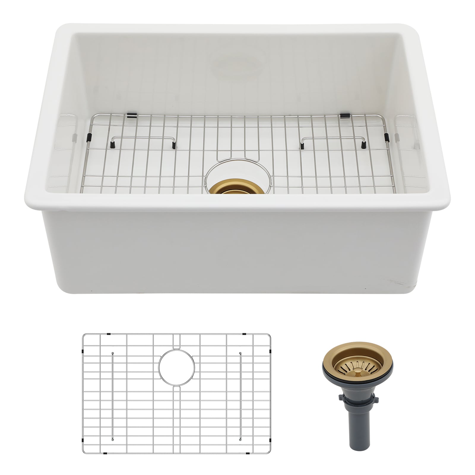 LIVIZA TLG-SS262125 Ceramic Kitchen Sink Drop-in or undermount 27-in x 19-in Porcelain Single bowl Kitchen Sink