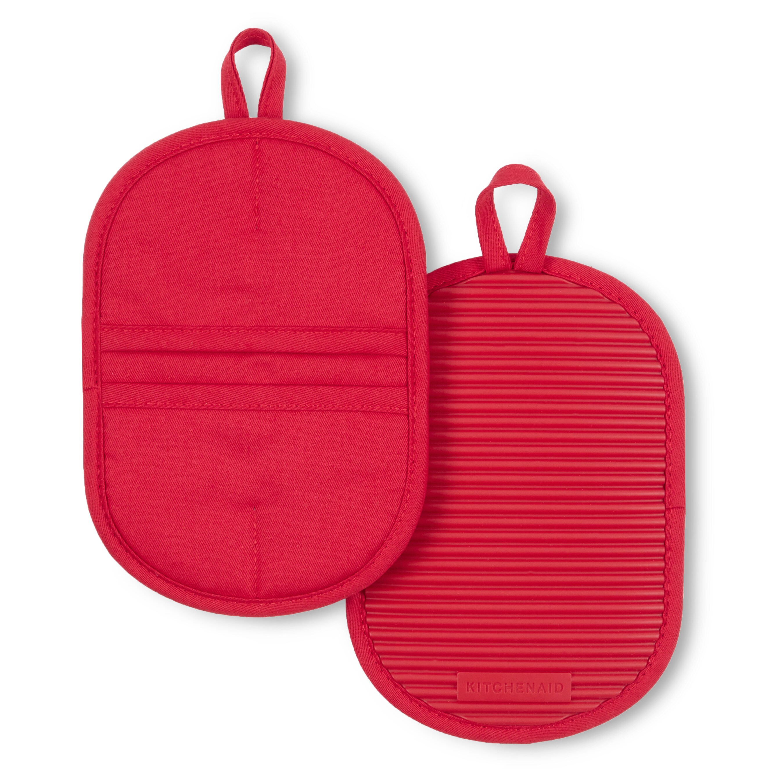 KitchenAid Ribbed Soft Silicone Oven Mitt, Set of 2 - Red
