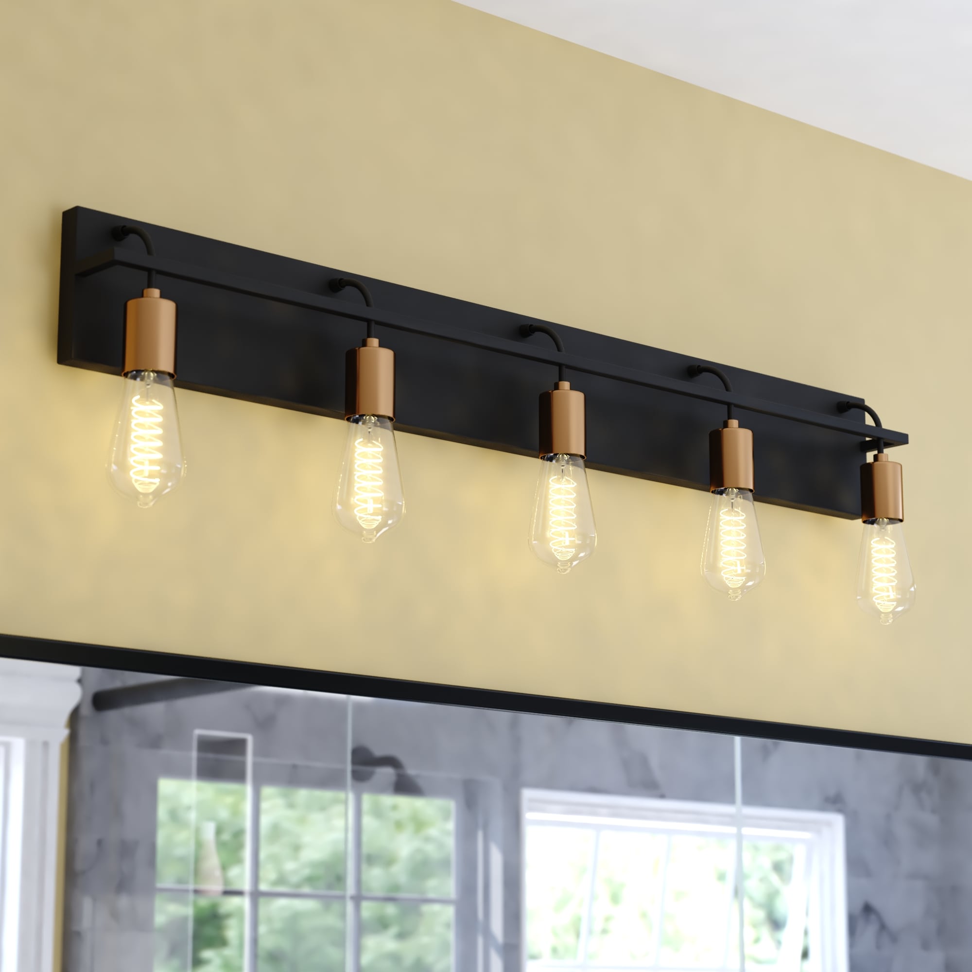 Cascadia Seward Park 36-in 5 Light Multiple finishes Black Industrial Bathroom Vanity light
