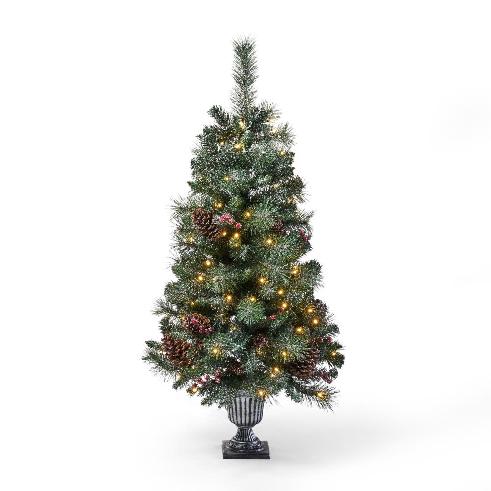 Best Selling Home Decor 4-ft Pine Pre-lit Flocked Artificial Christmas ...