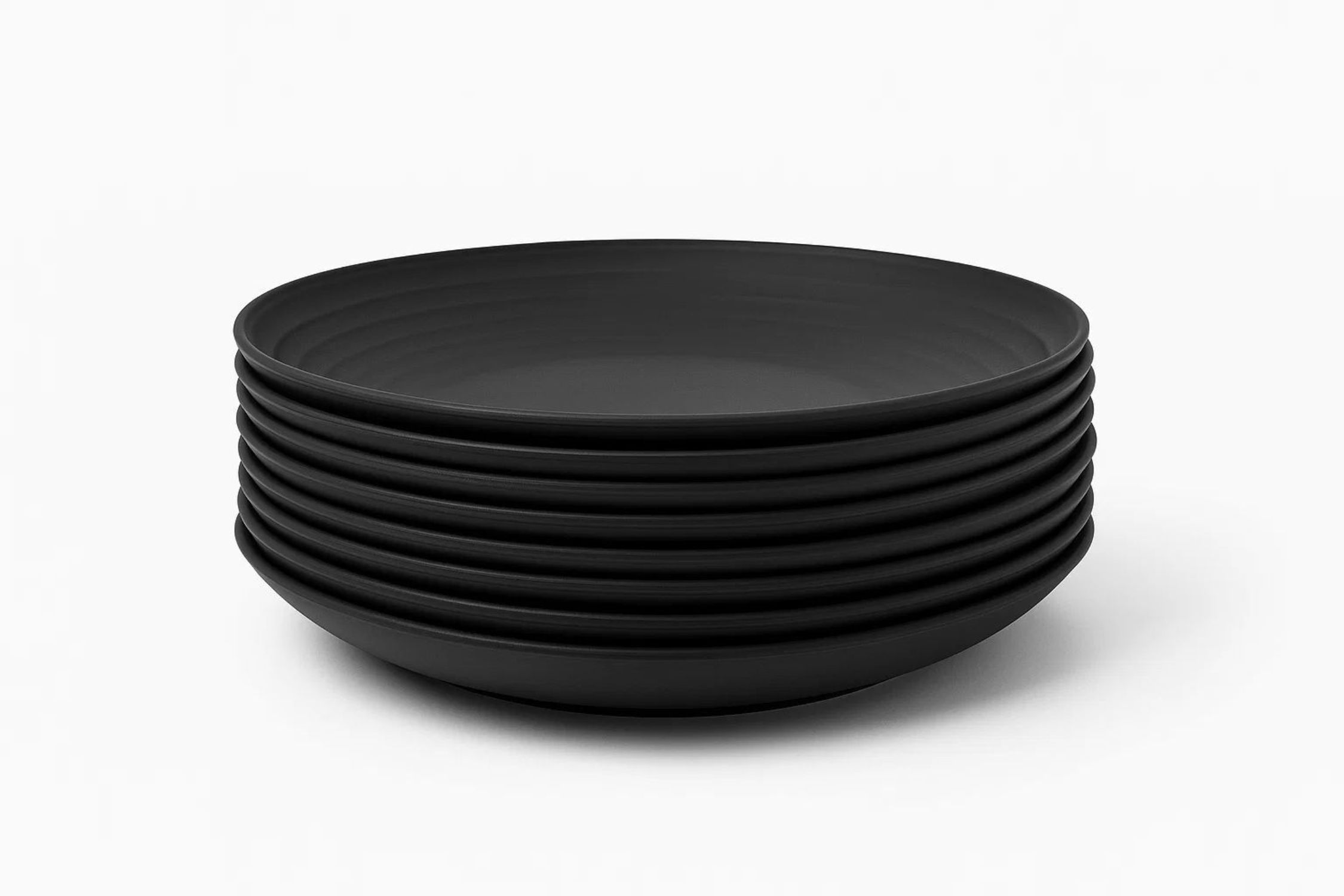 TarHong Ribbed Coupe Wheat Straw Dinner Plate - Black - 10in. - Set of 8