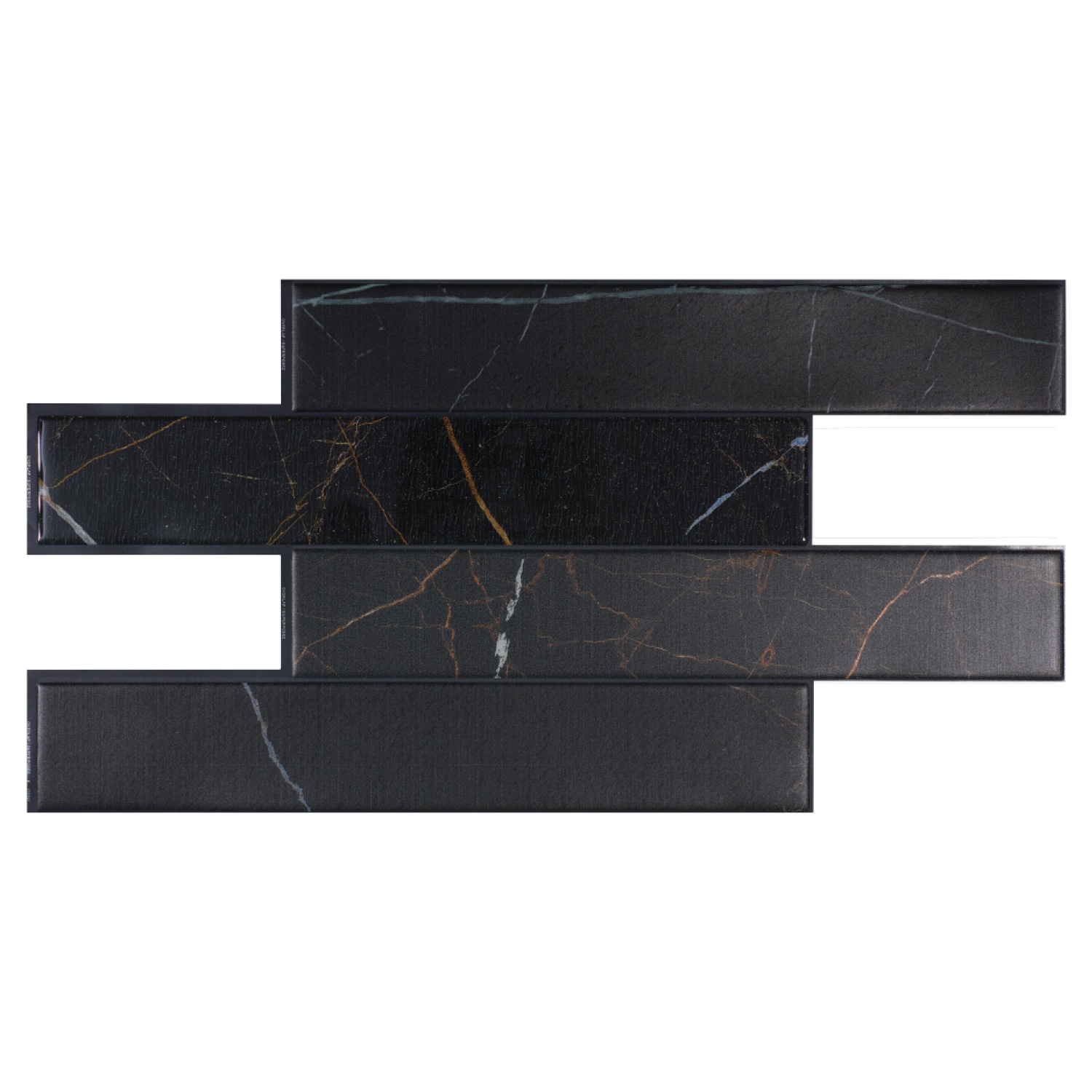 Smart Tiles SM1255D-02-QG Norway Dorato Black Marble 12-in x 22-in Multi-finish Resin Marble Look Linear Wall Tile (2.68-sq. ft/ Carton)