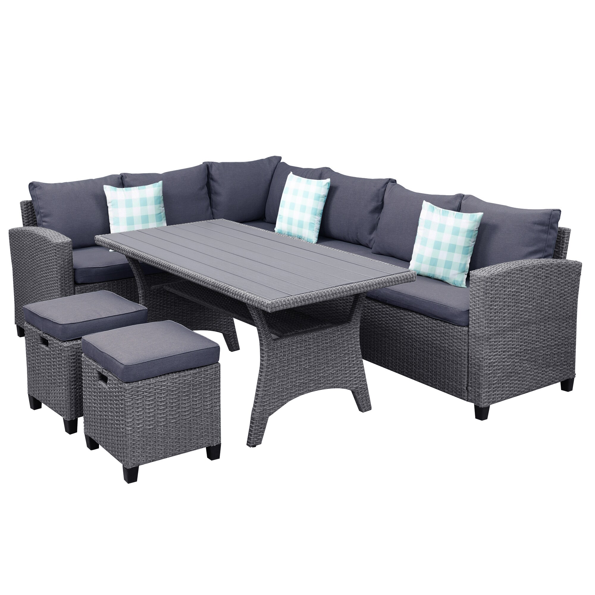 CASAINC Patio Conversation Set 5 Piece Wicker Patio Conversation Set   43952543 