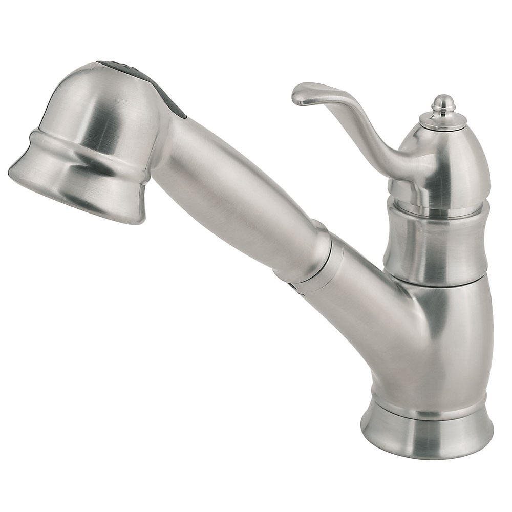 Pfister F-WKP-600S Lowe's Classic Stainless Steel Single Handle Pull-out Kitchen Faucet with Deck Plate