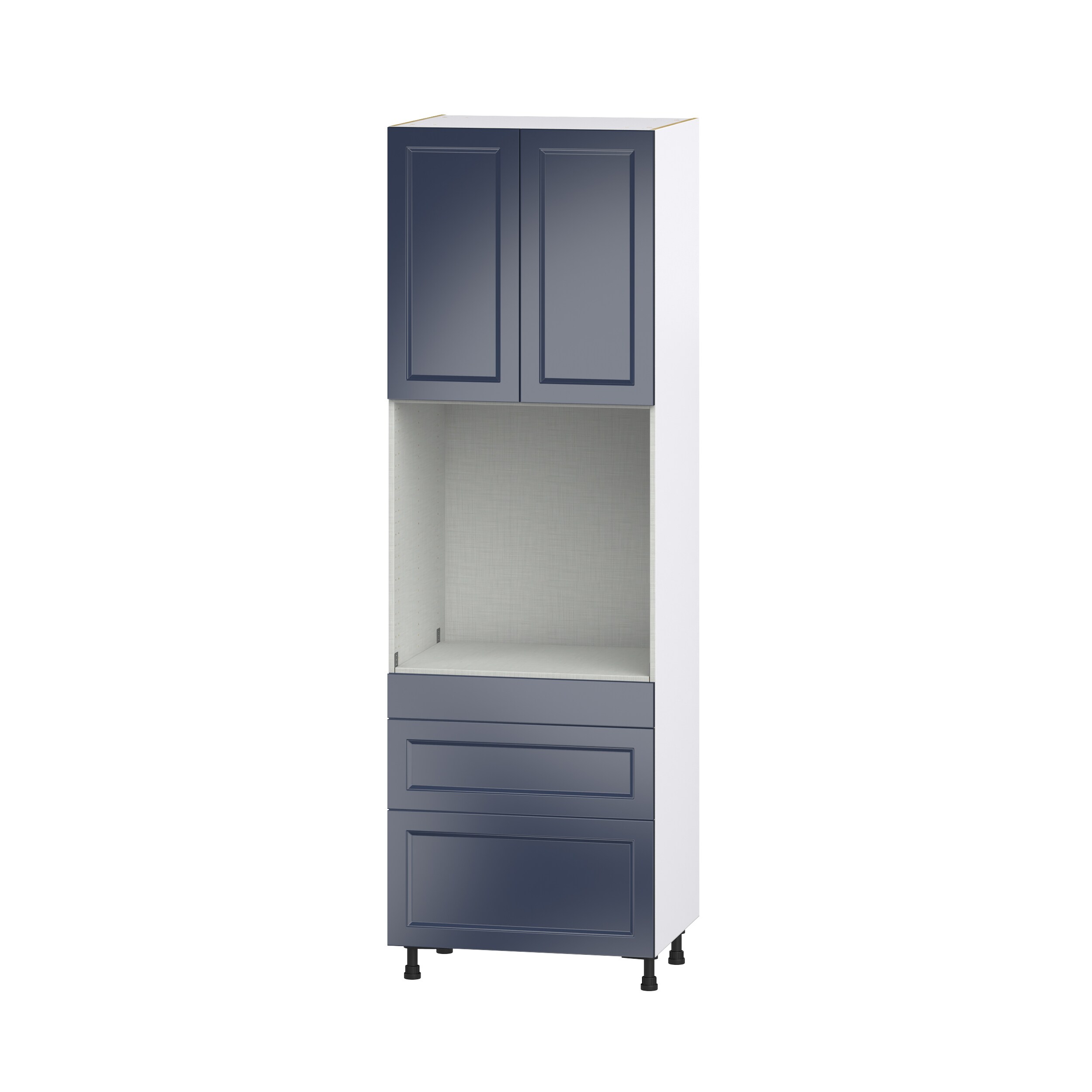Hugo&Borg DSTO3D3094.5-LO Lorette 30-in W x 94.5-in H x 24-in D Navy Blue 3 -Drawers Single oven Pantry Fully assembled Cabinet (Recessed Panel Shaker)