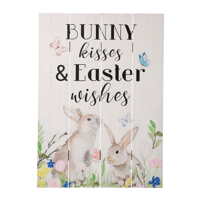 NEW Spring Easter Bunny Rabbit Wooden Sign Seasonal Themed Wall Hanging Decor