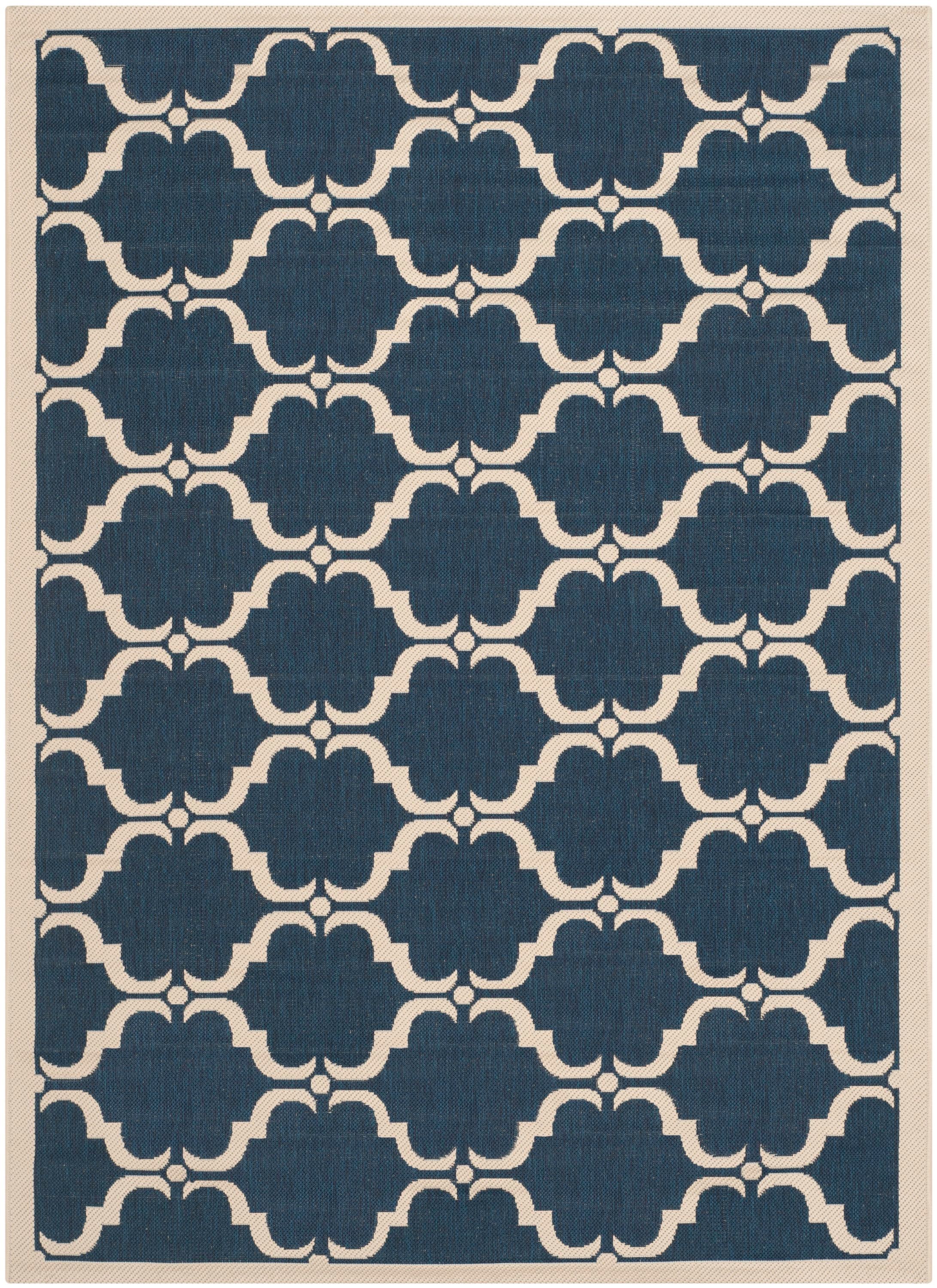 Safavieh CY6009-268-4 Courtyard Aldo 4 x 6 (ft) Loomed Polypropylene Navy/Beige Rectangular Indoor/Outdoor Trellis Coastal Area rug