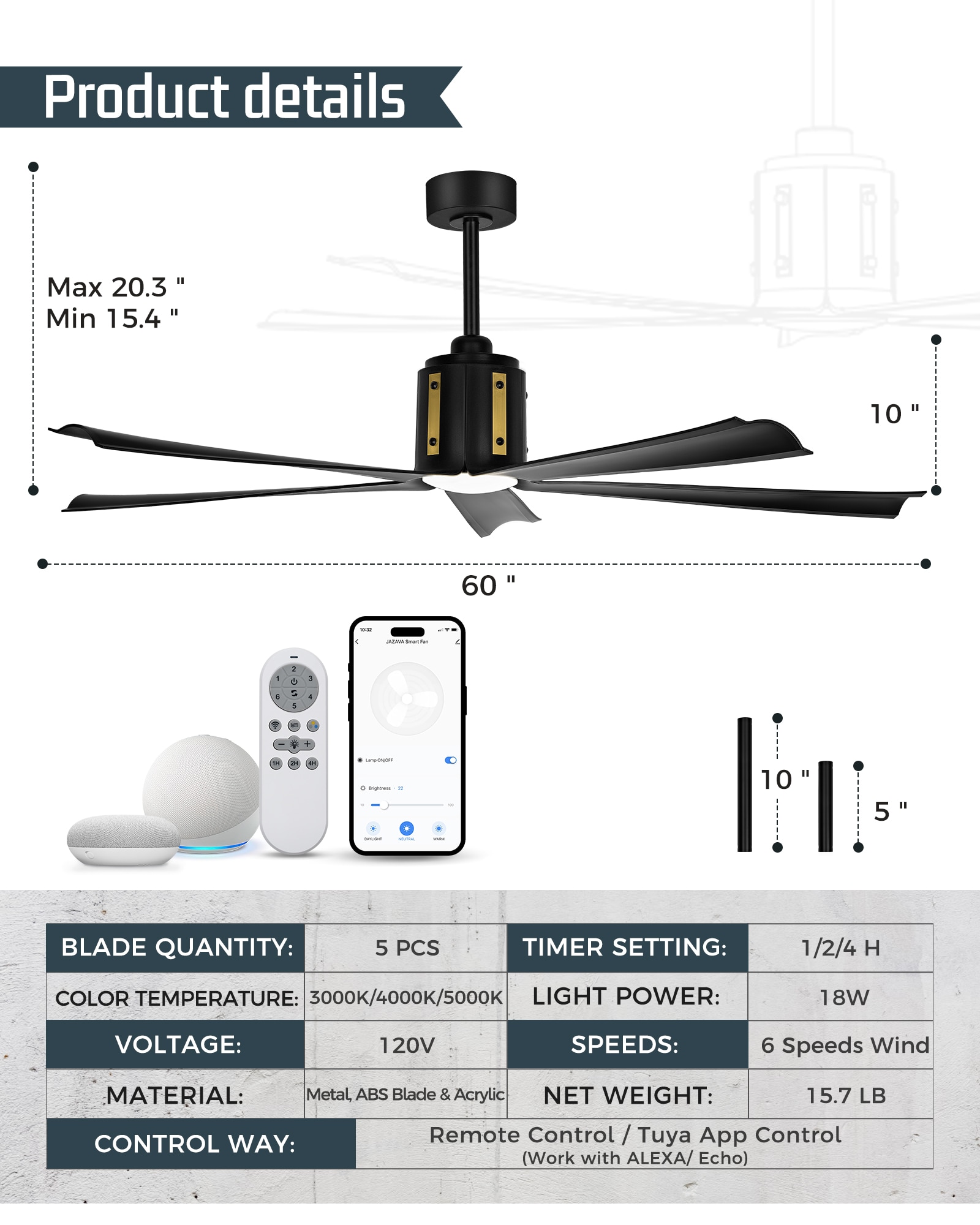 LTMATE LSLT-CF02-BK Ceiling-Fans - View #2