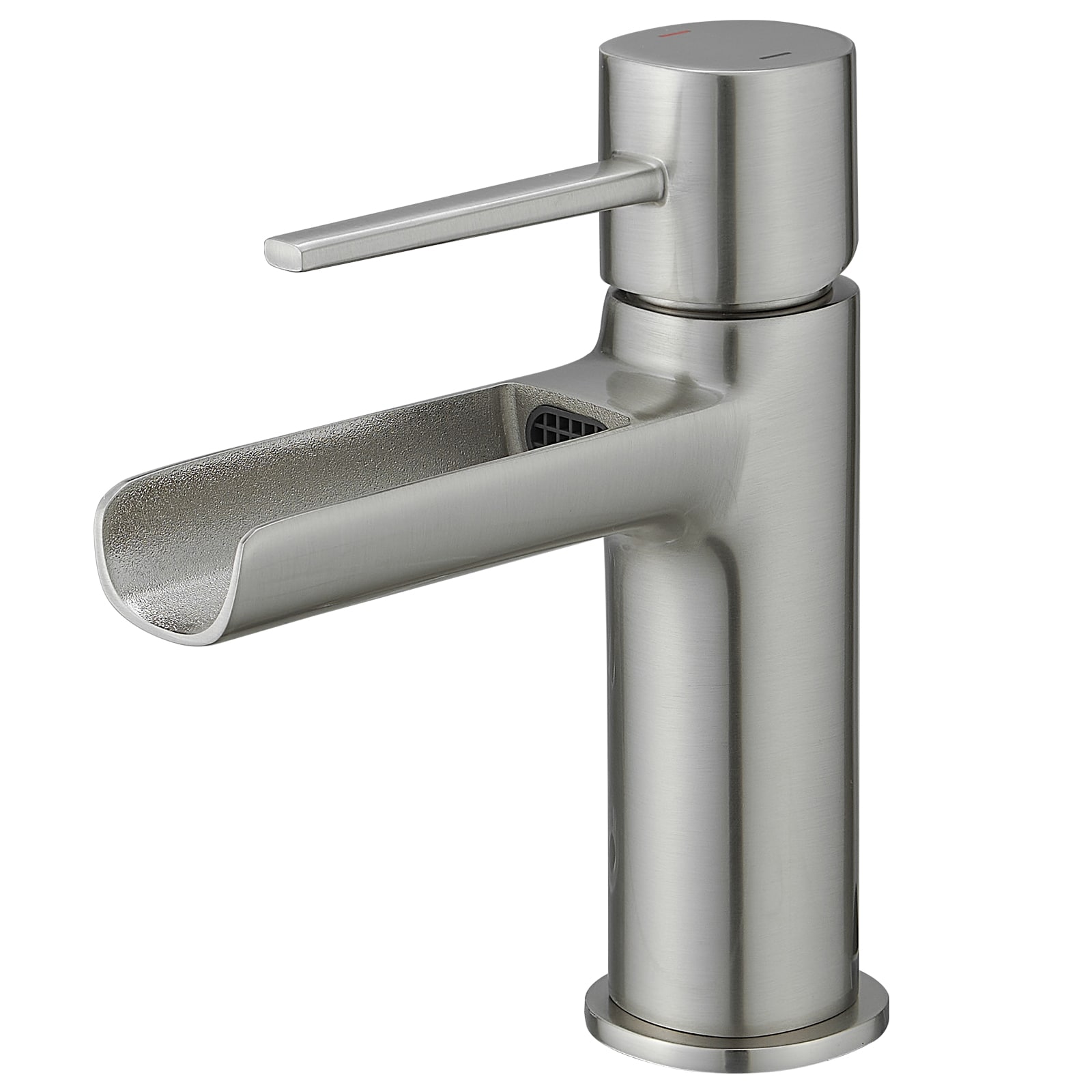 BWE A-96083-N Brushed Nickel Single hole 1-handle WaterSense Waterfall Commercial/Residential Handle Bathroom Sink Faucet with Drain