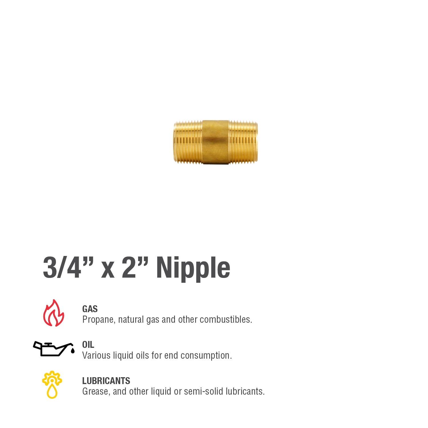 28144, Champion Brass Pipe Nipple - 1/4 in - Long Nipple - 1-1/2 in