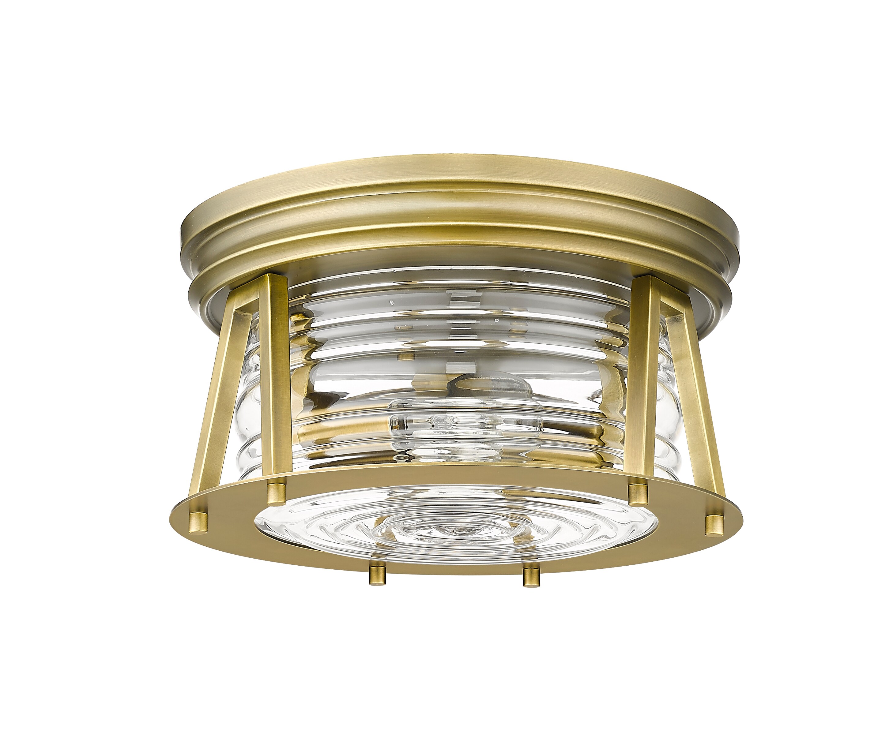 Cape Harbor Rubbed Brass and Glass 12" LED Flush Mount