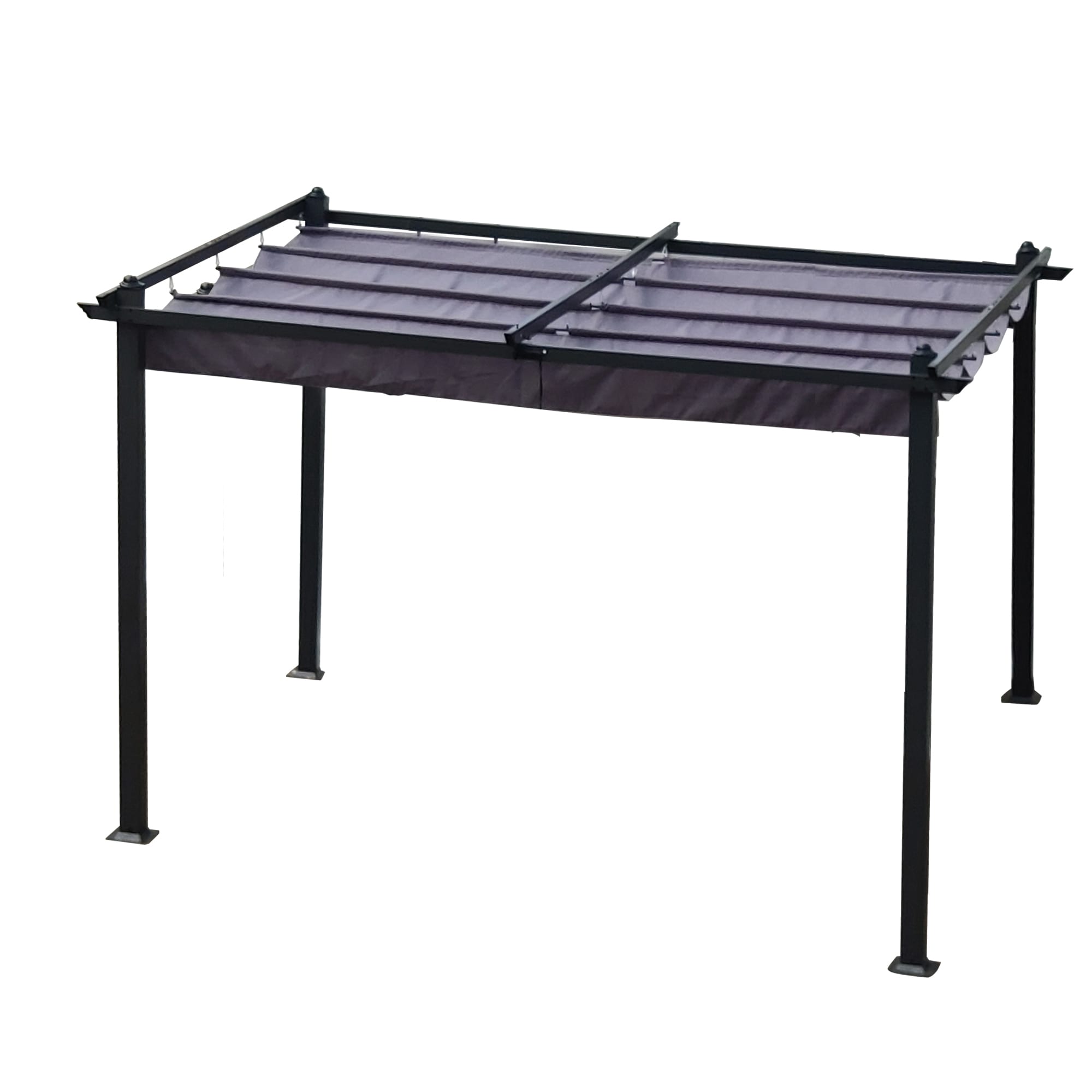 Bayfeve BFBU-46249 10-Feet x 13-Feet 13Ft x 10 Ft Outdoor Patio Retractable Pergola Gazebo Rectangle Gray Metal Polyester Roof Semi-permanent Gazebo