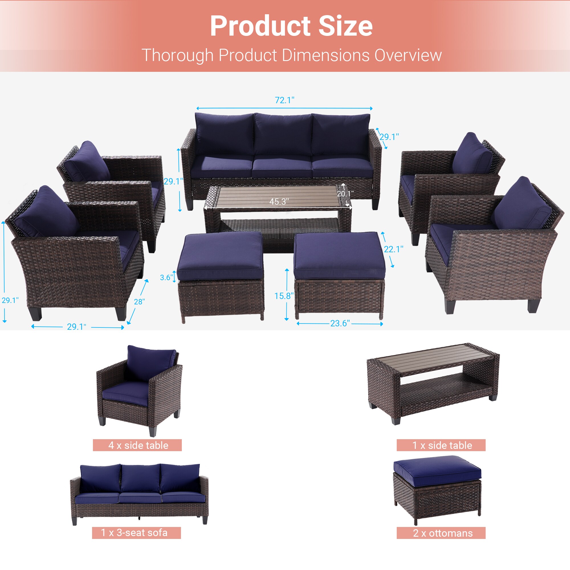 Sonkuki SD-PS-115BNY-S2T1 Patio-Conversation-Sets - View #2