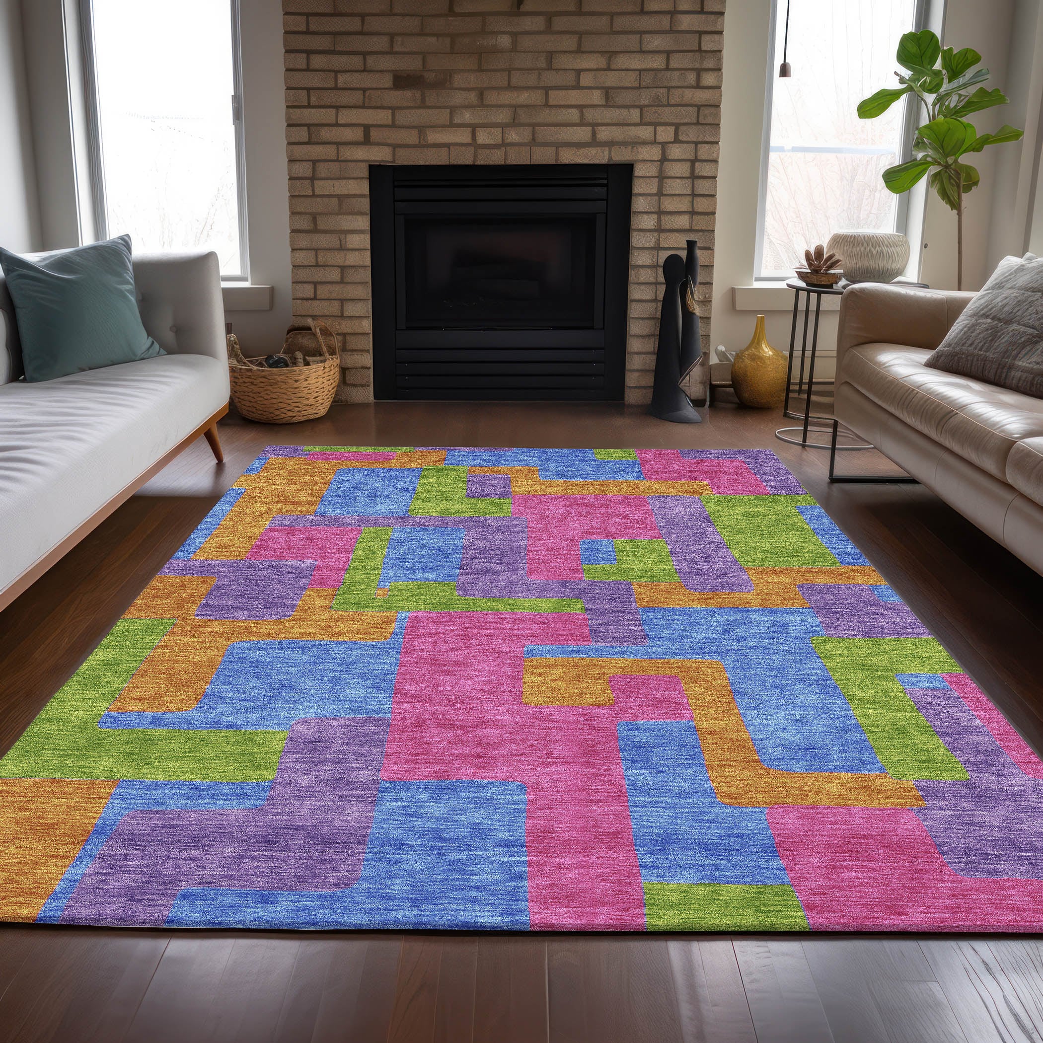 Addison Rugs ACN740PP9X12 Chantille ACN740PP 9 x 12 (ft) Polyester Purple Rectangular Indoor/Outdoor Geometric Machine washable Area rug