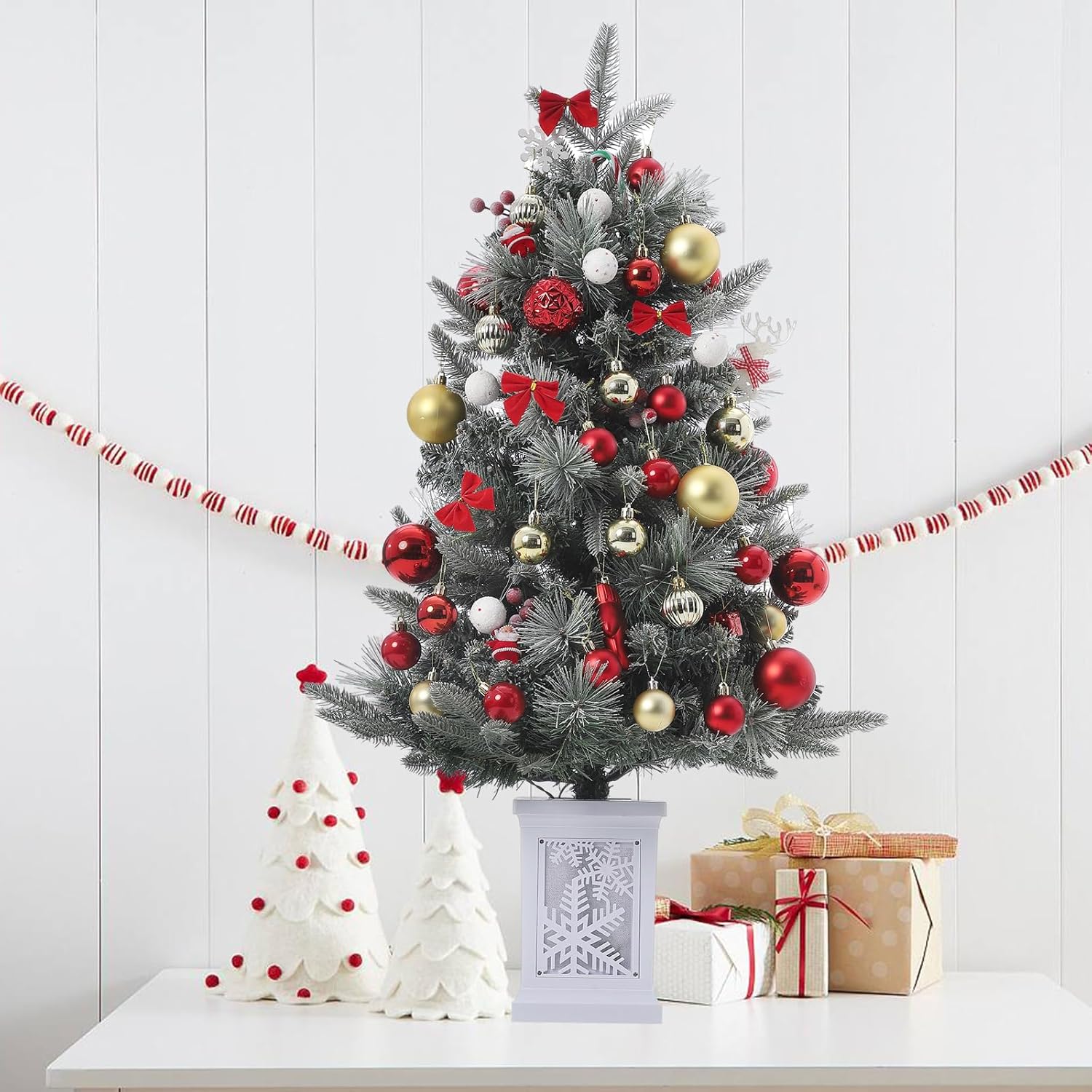 Qeetex DYQ-PHO-0WIH7HLG 3 Ft Pre  Lit Artificial Christmas Tree with 78 Warm White LED Lights    Effortless Assembly for Home and Office Holiday Decorations   Christmas Trees with Lights to Create a Cozy Festive Atmosphere