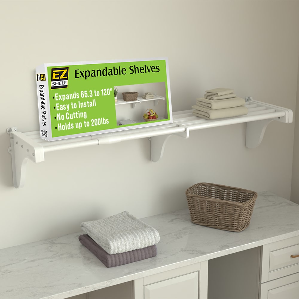 EZ Shelf Easy Shelf Expandable Shelving 8-ft x 12-in White Fixed mount Wire Shelf #EZS-SW118-1-2