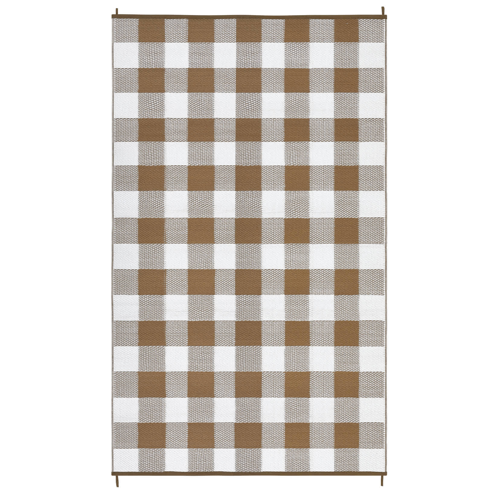 Qeetex LSN-PHO-1556LXAJ 8 X 10 ft Plastic Brown White Rectangular Beach Front Porches Patio Picnic RV Camping Garage Grid Modern Area Rug