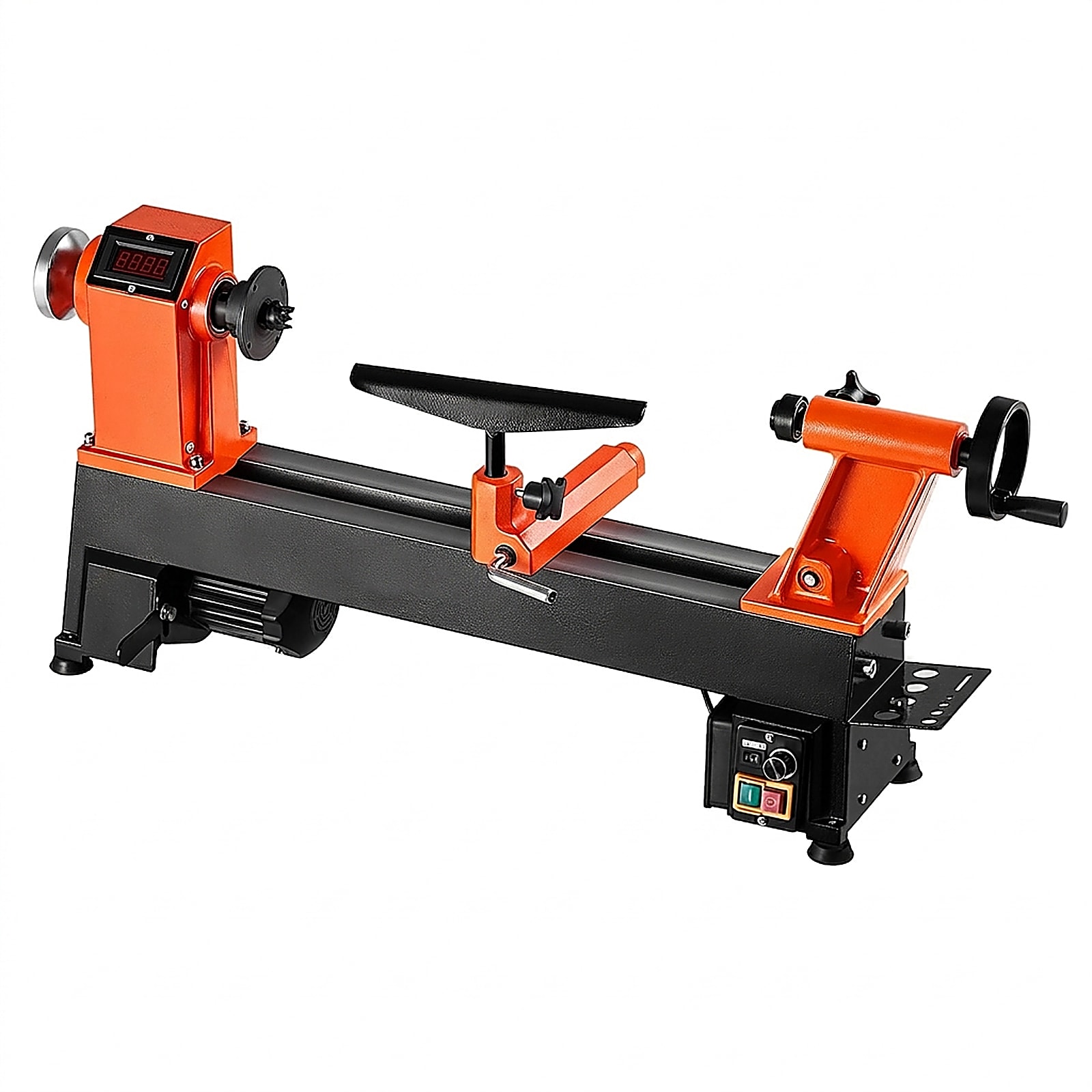 GIVIMO 12-in x 18-in Benchtop Wood Lathe 1-HP 750-W Brushless DC Motor Variable Speed 150-RPM to 3800-RPM Cast Iron HT150 Construction with Digital Speed Display and Accessory Kit for Bowls Pens Cups and Small Woodturning and Carving Projects