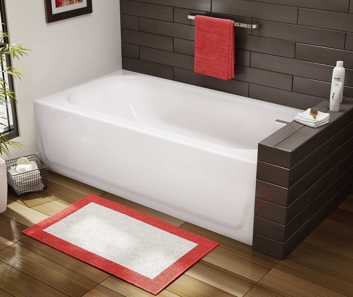 Mansfield Pro-Fit Steel XD 30-in W x 60-in L White Porcelain Enameled Steel  Rectangular Right Drain Alcove Soaking Bathtub in the Bathtubs department  at
