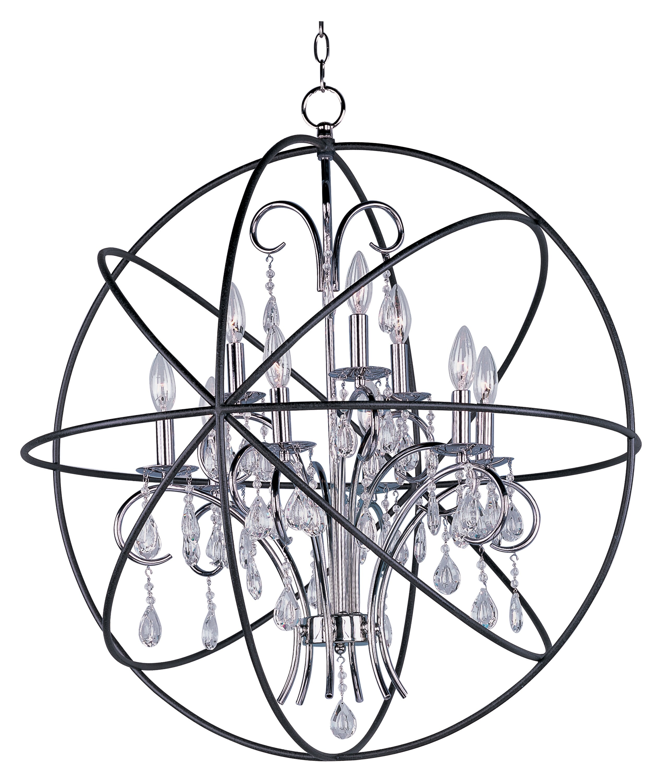 Maxim Lighting 25145ARPN Orbit 9 -Light Anthracite and Polished Nickel Glam Globe Large Hanging Pendant light