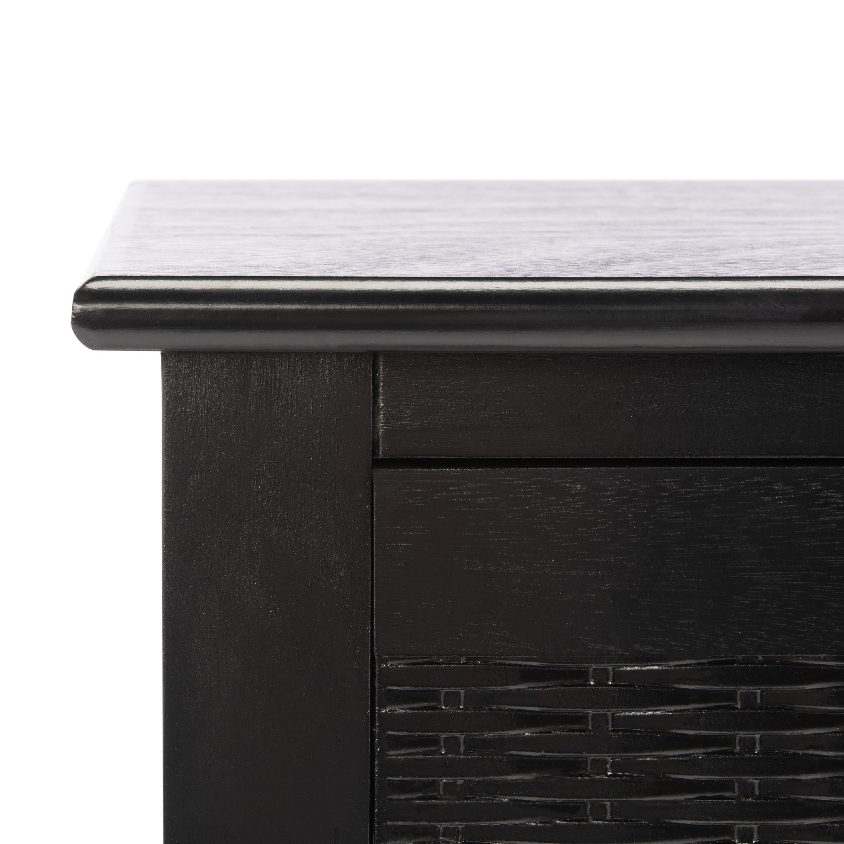 Farmhouse Chic Black Wood & Metal 3-Drawer Console Table