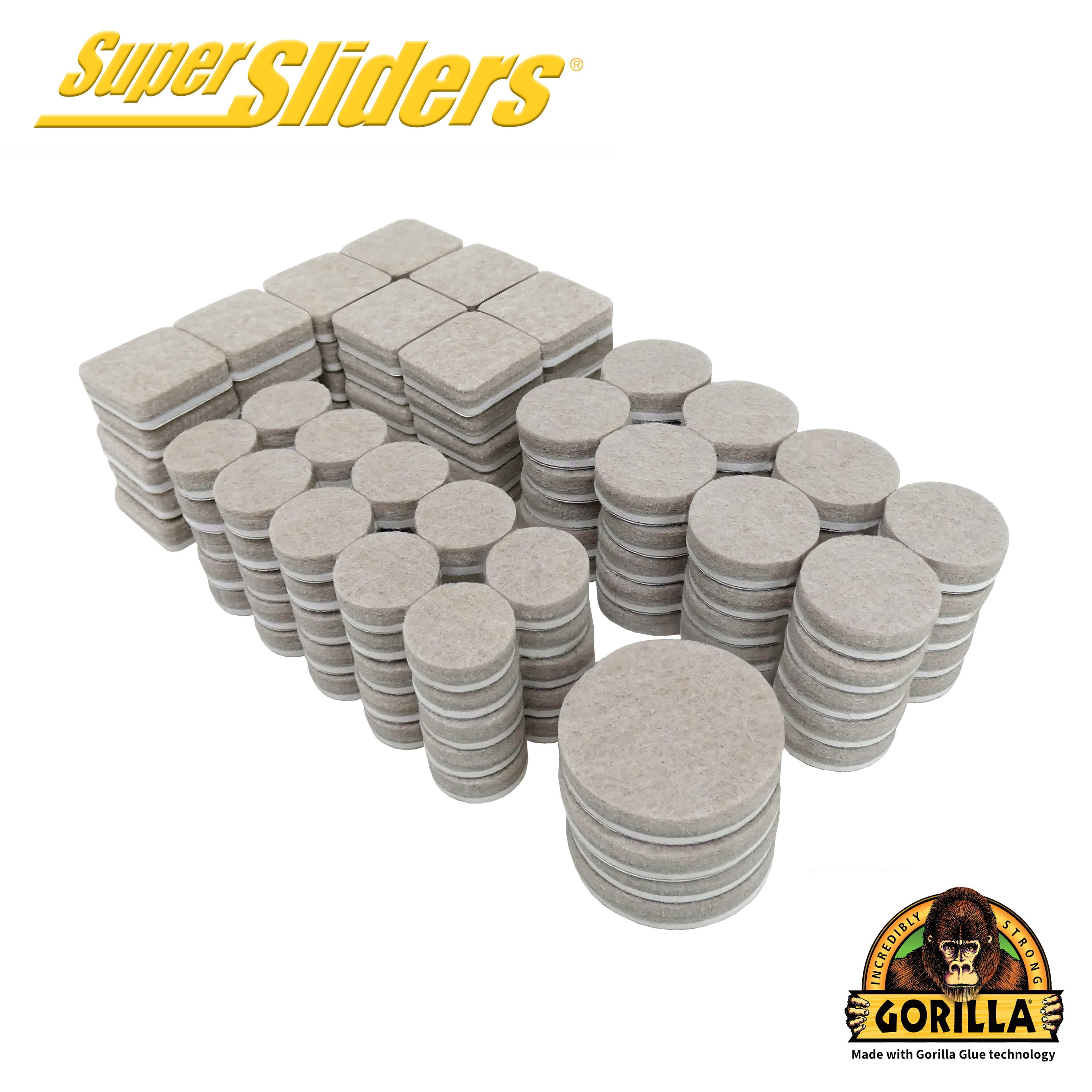 Super Sliders 4110624BG 134 -Pack Assorted Beige Assorted Felt furniture pads