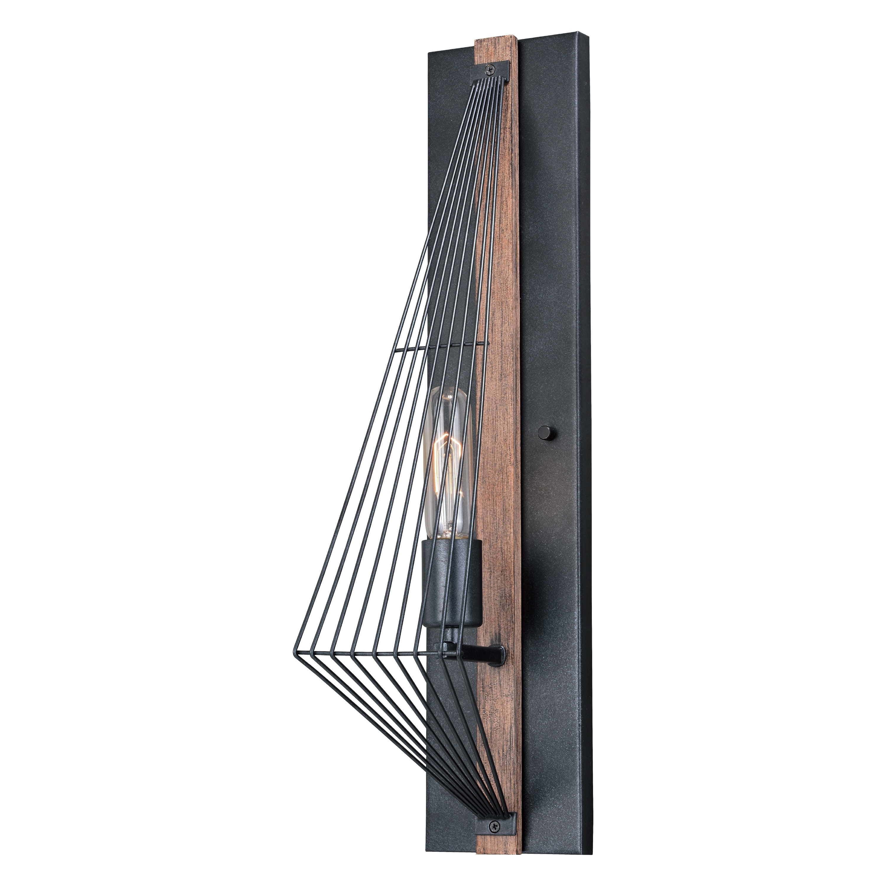 Dearborn Black Iron and Burnished Oak Wall Sconce