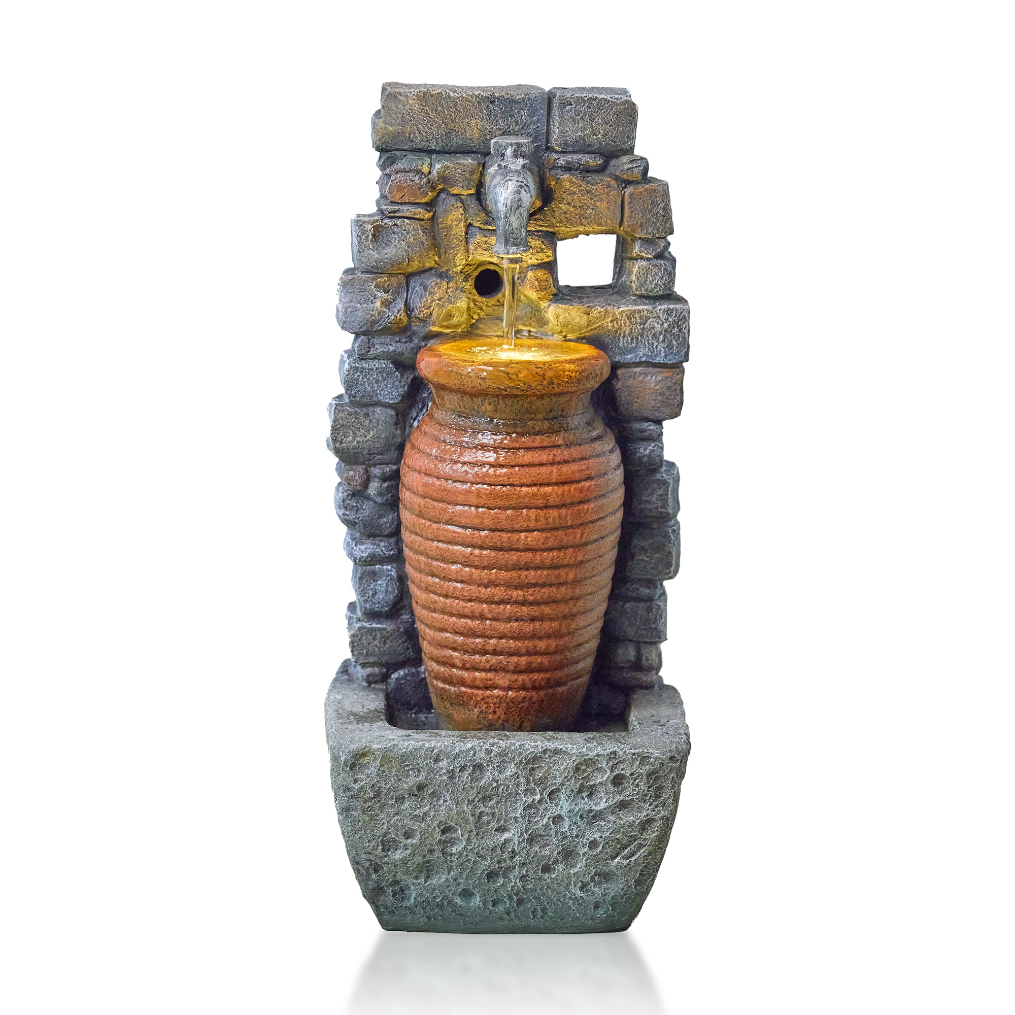 Vbal LSFF21 22.44-in H Resin Electric Powered Wall Outdoor Fountain Pump Included