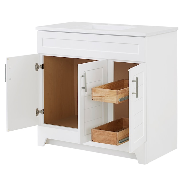 Style Selections Kirkman 36-in White Single Sink Bathroom Vanity with ...