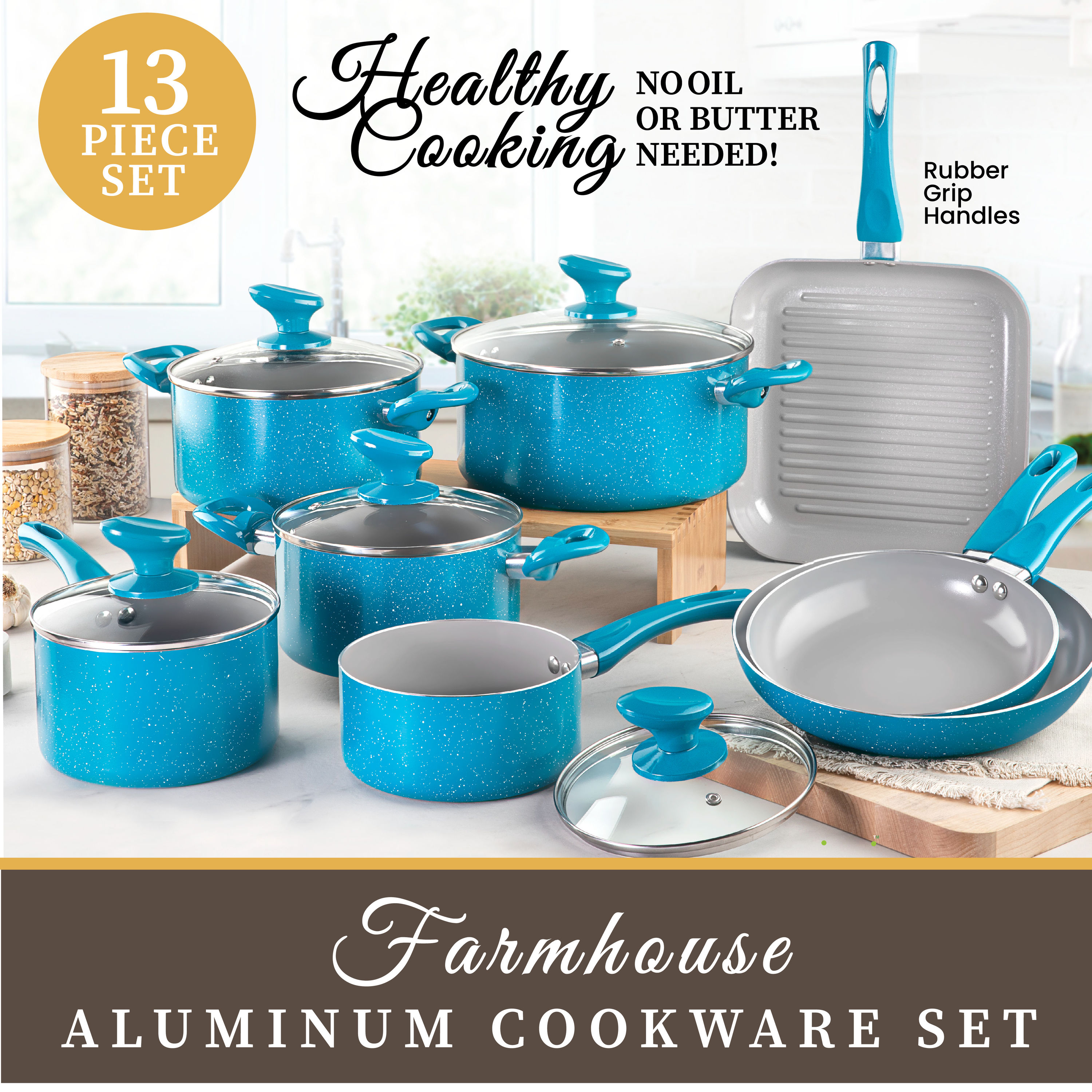 GreenLife Diamond 13-Piece Aluminum Ceramic Nonstick Cookware Set