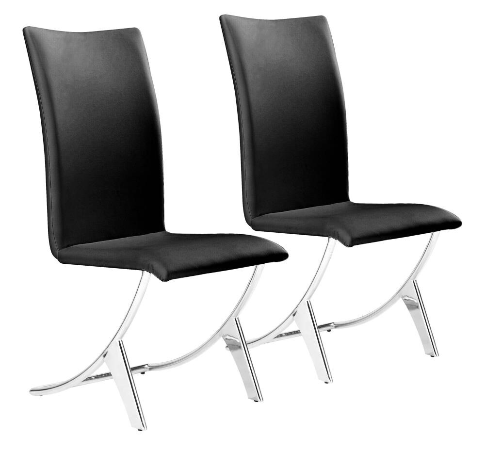 Zuo Modern 102101 Set of 2 Delfin Contemporary/Modern Faux Leather Upholstered Dining Side Chair (Metal Frame)