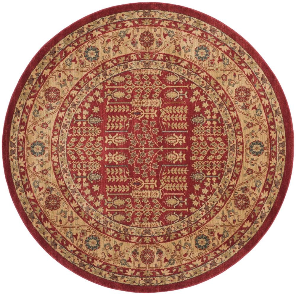 Safavieh MAH697A-7R Mahal Casbah 7 x 7 (ft) Loomed Polypropylene Red/Natural Round Indoor Floral/Botanical Oriental Area rug