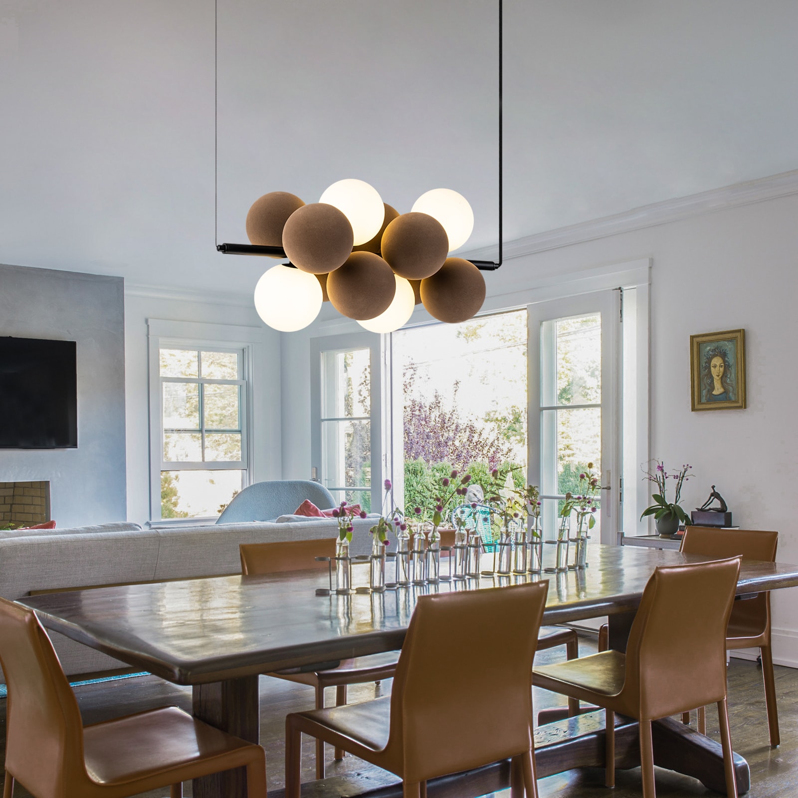 EDISLIVE Y81010000050618 Glendle 4 -Light Black Modern/contemporary Frosted glass Linear Large Hanging Kitchen island light