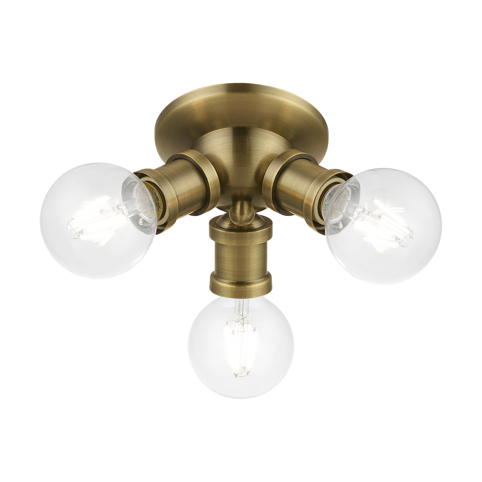 Lansdale Antique Brass 3-Light Transitional Flush Mount