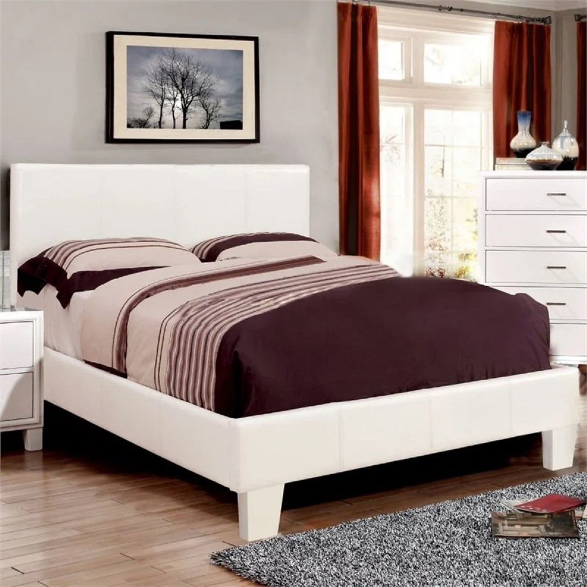 Furniture of America IDF-7008WH-F Sky Valley White Full Wood Platform Bed