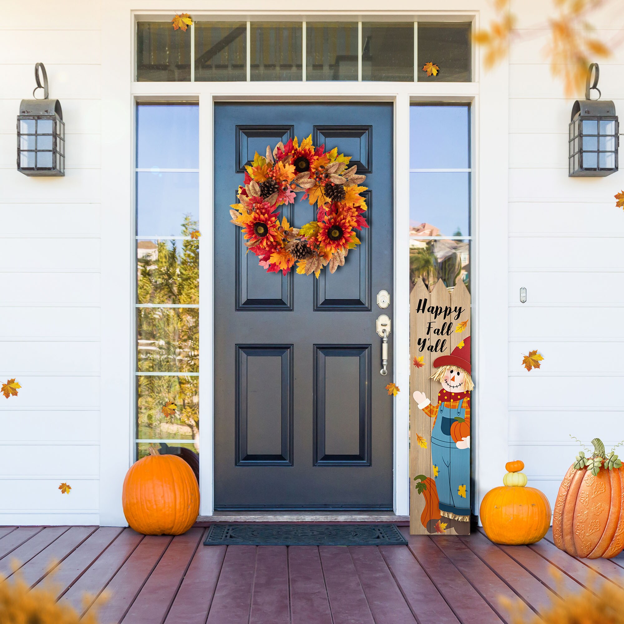 Glitzhome 2019500027 Artificial-Thanksgiving-Wreaths - View #5