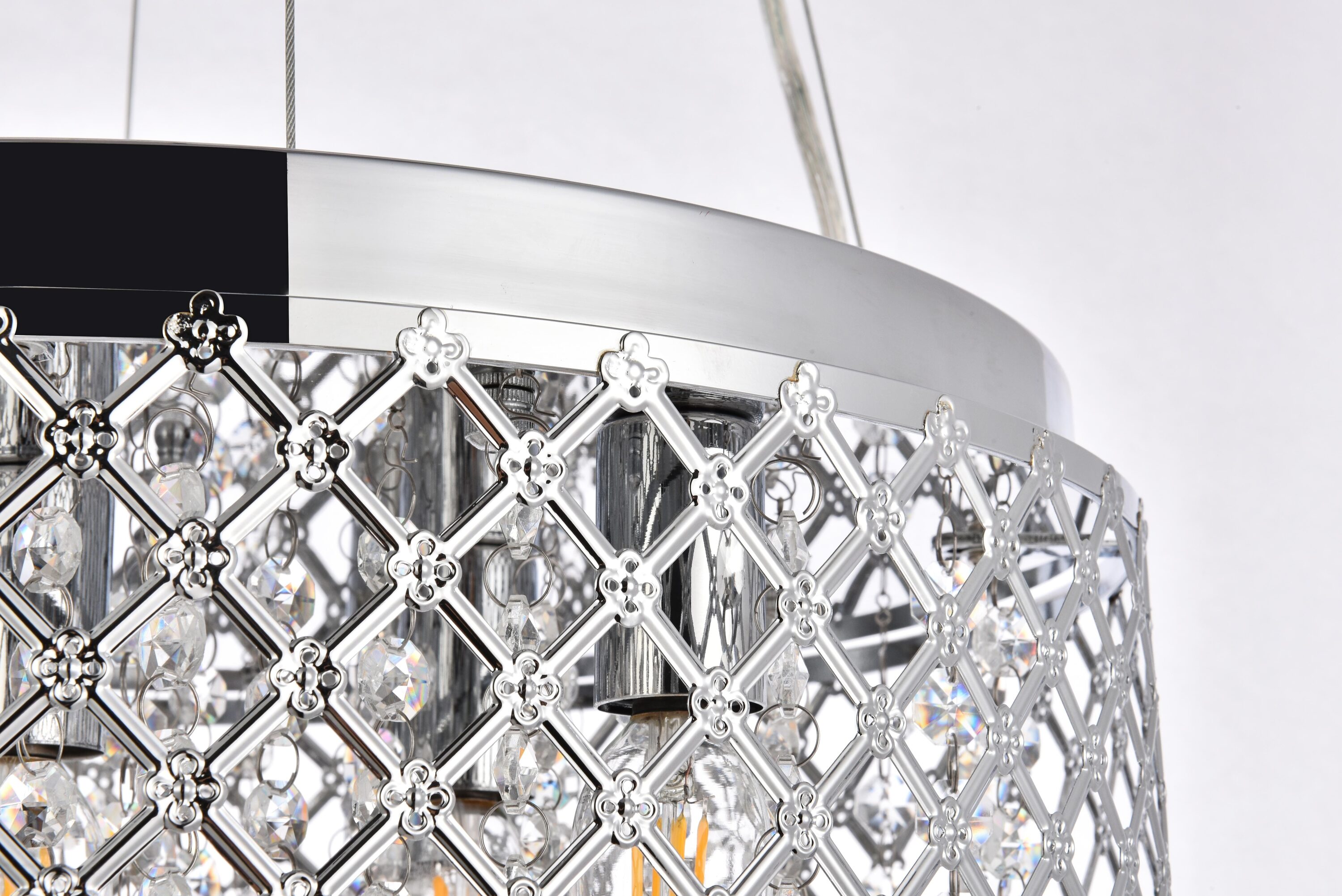 Elegant Chrome and Crystal Round Pendant Light