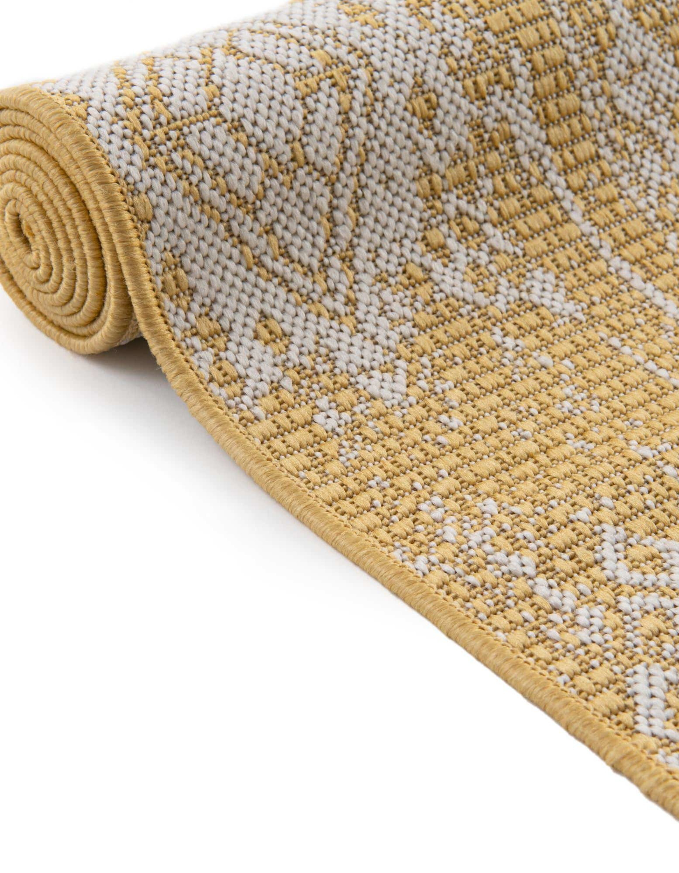 Unique Loom Unique Loom Outdoor Bohemian Collection Area Rug - Anthro (10'  8 Square, Yellow/ Ivory) in the Rugs department at
