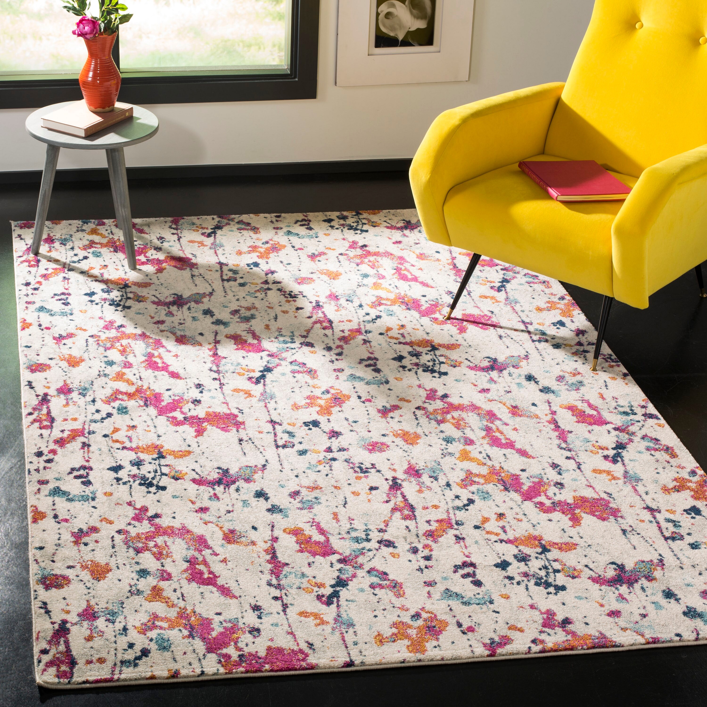 Safavieh EVK284Q-3 Evoke Dolance 3 x 5 (ft) Loomed Synthetic Ivory/Red Rectangular Indoor Abstract Bohemian/Eclectic Throw rug
