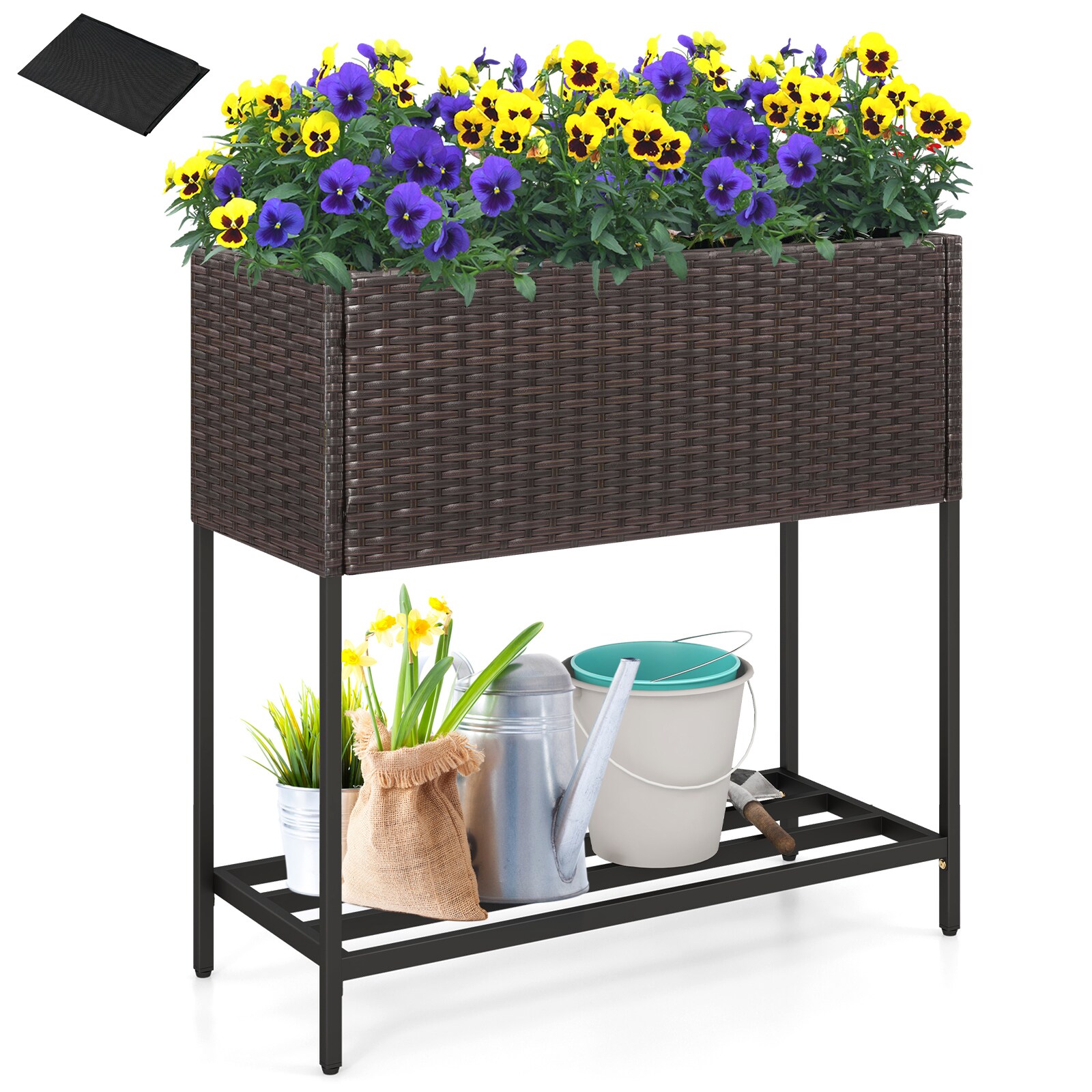 Volenca 28-in W x 28-in H Wicker Raised Garden Bed Storage Shelf