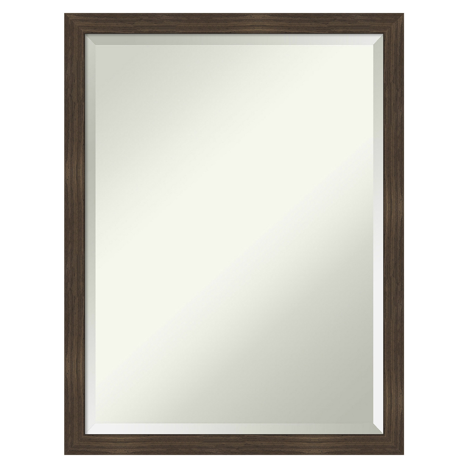 Amanti Art Woodgrain Stripe Frame 20-in W x 26-in H Rectangle Woodgrain Stripe Chocolate Framed Wall Mirror